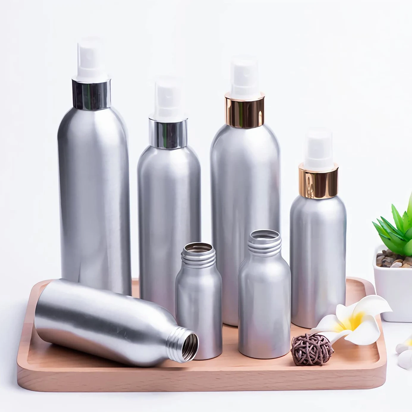 24 Pezzi 30 ml Bottiglie Spray Argento Vuote in Alluminio con Pompa Argento/Bianco Fine Nebbia Flacone Spray per Cosmetica Acqua Profumo da Viaggio Riempibile, Imbuto