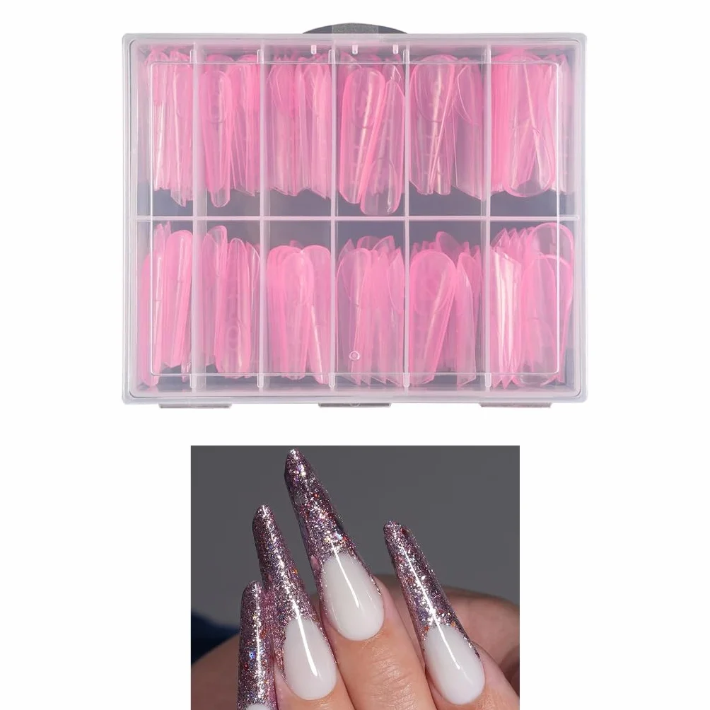 120 forme doppie per extension per unghie, in gel, copertura completa, con scala graduata, per manicure e nail art
