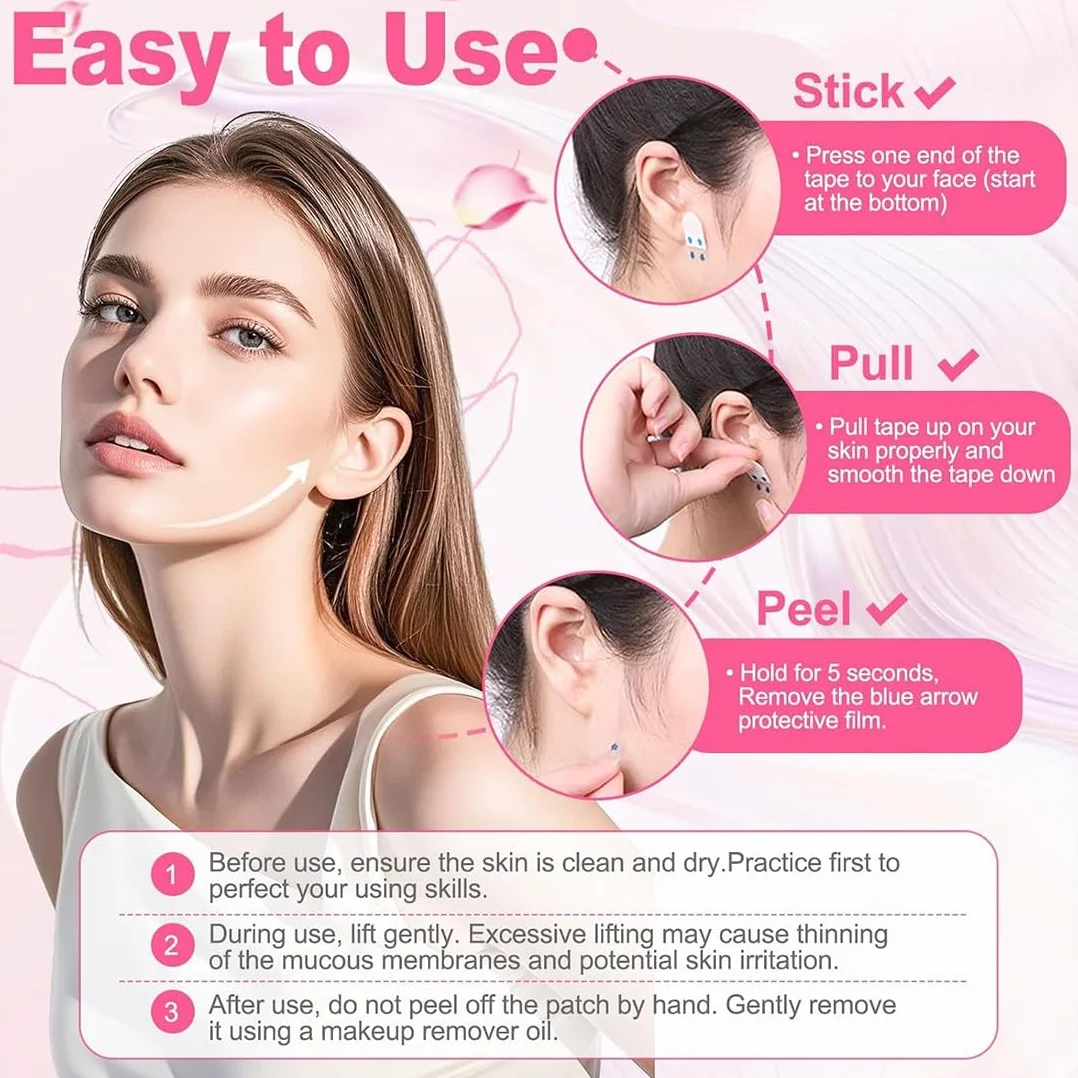 120 Pezzi Face Tape Viso Lifting, Cerotti Lifting Viso Invisible, Cerotti Antirughe for Doppio Mento, Rughe Nasolabiali e Fronte,Pelle Cadente