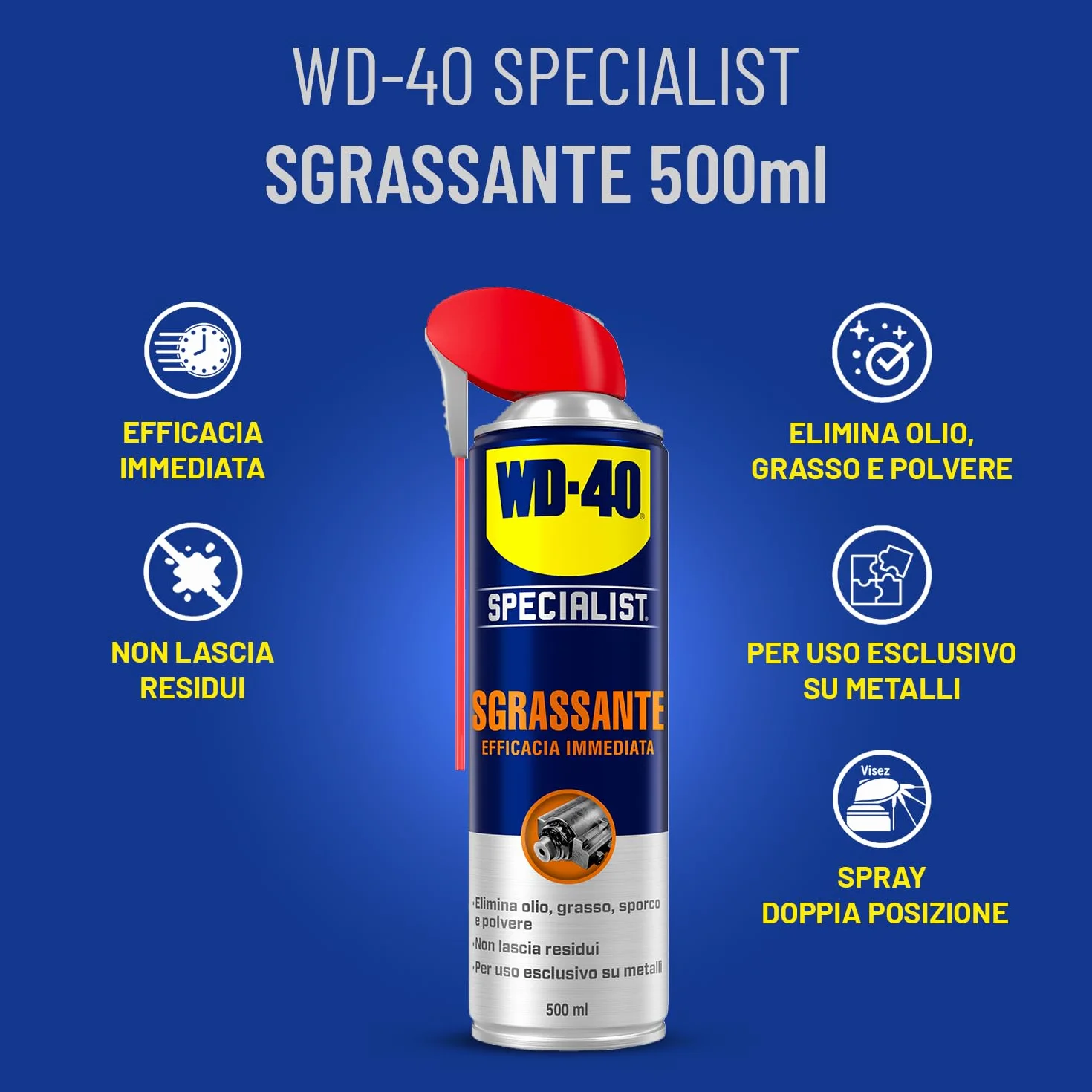 WD-40 Specialist Sgrassante Spray Doppia Posizione Lubrificante 500ml