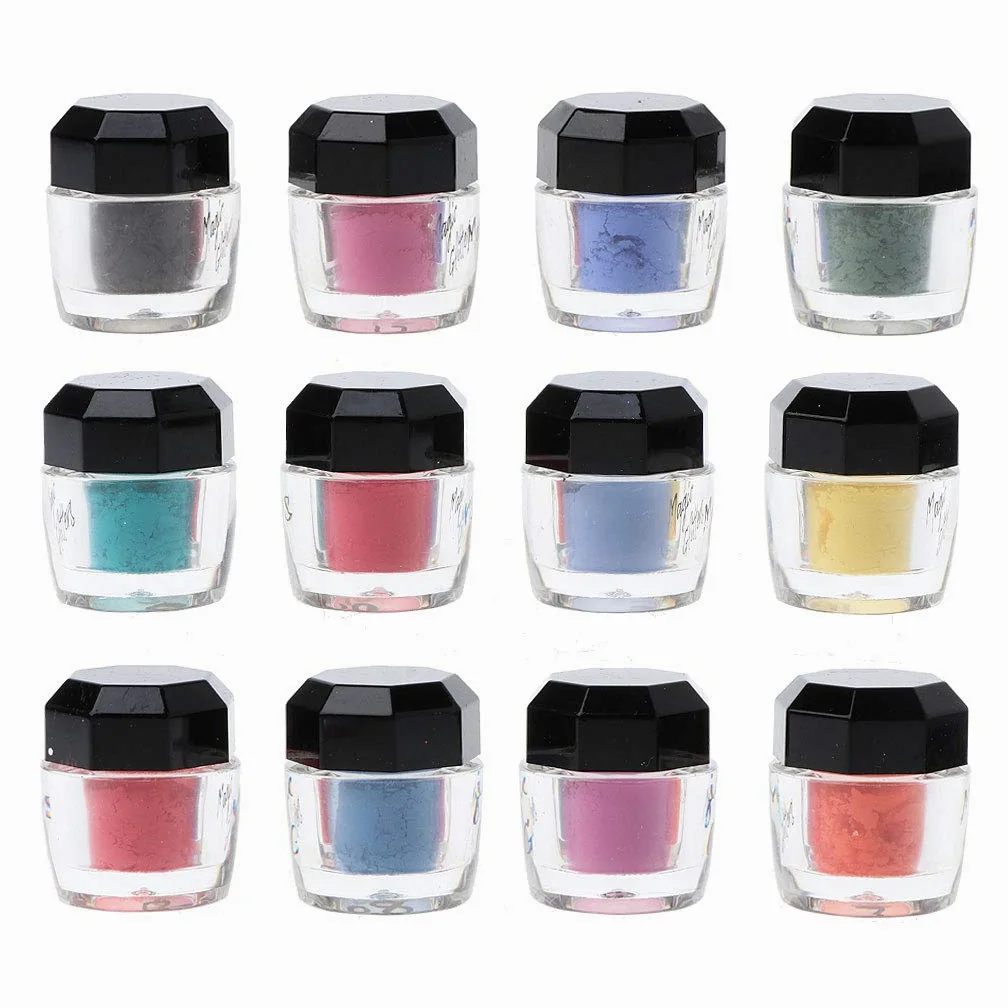 12 scatole di glitter per unghie, per scintillii, paillettes, paillettes, unghie, pigmenti, decorazione, espositore per cornici
