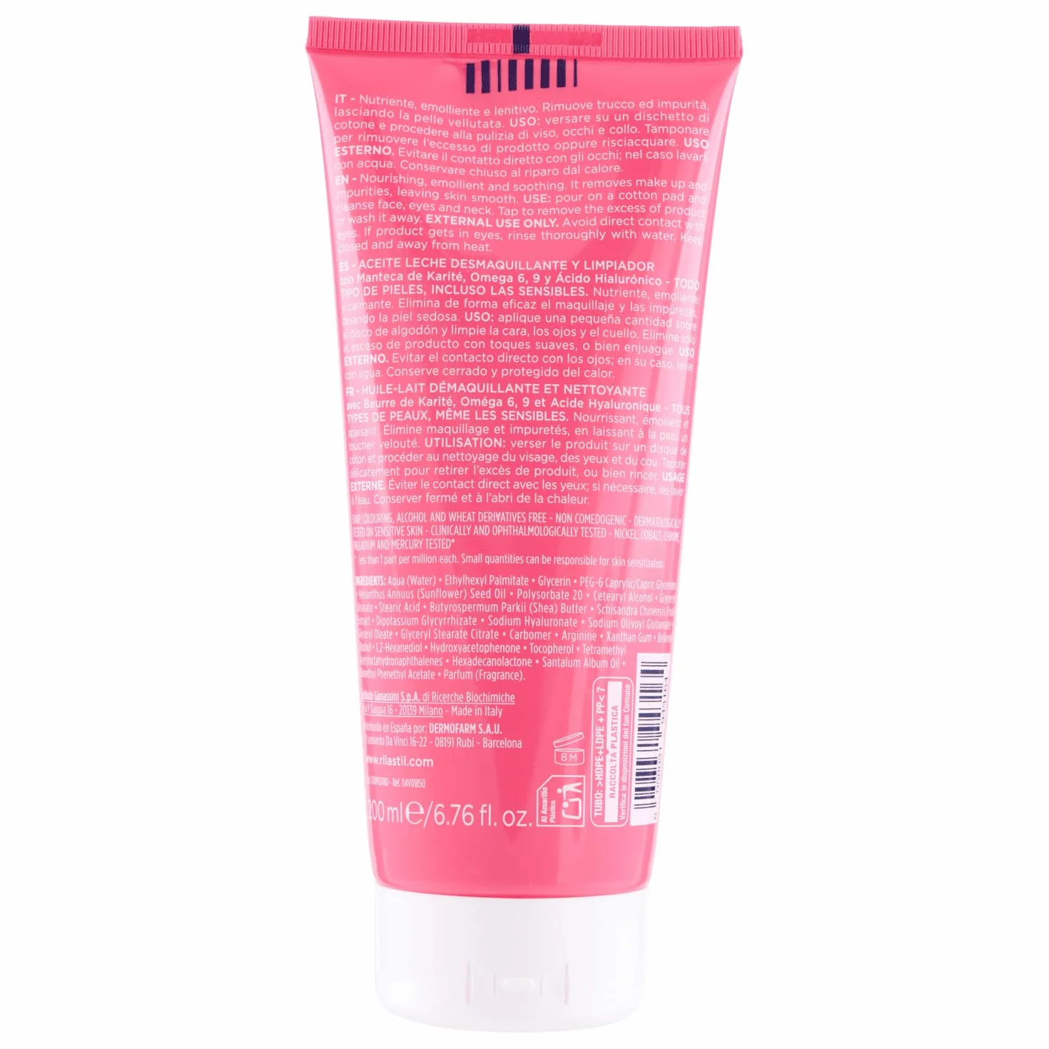 Rilastil Skin Reset Olio Latte Struccante Detergente 200 ml con Burro di Karité, Omega 6-9, Acido Ialuronico