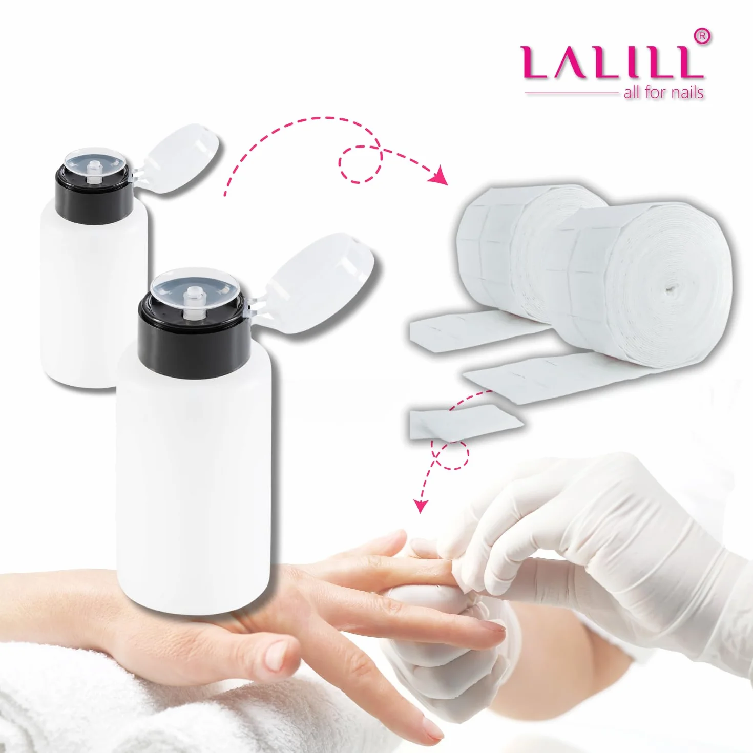 LALILL Flaconi Dosatori 2x200ml - Dispenser con Pompa per Liquidi Cosmetici - Acetone Cleaner Shampoo Lozione - Uso Professionale e Domestico