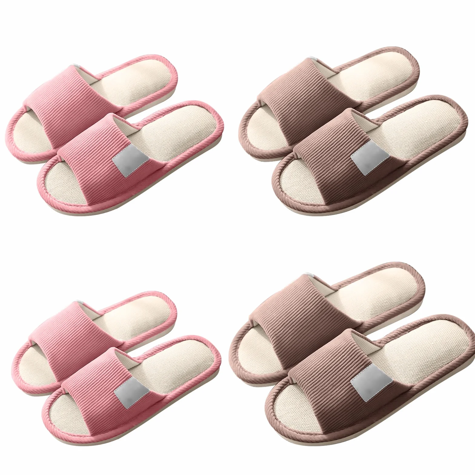 Set di 4 paia di pantofole unisex per hotel, pantofole per ospiti, pantofole in lino, pantofole con punta aperta, pantofole per ospiti, per uomo, donna, lavabili per spa, feste, hotel