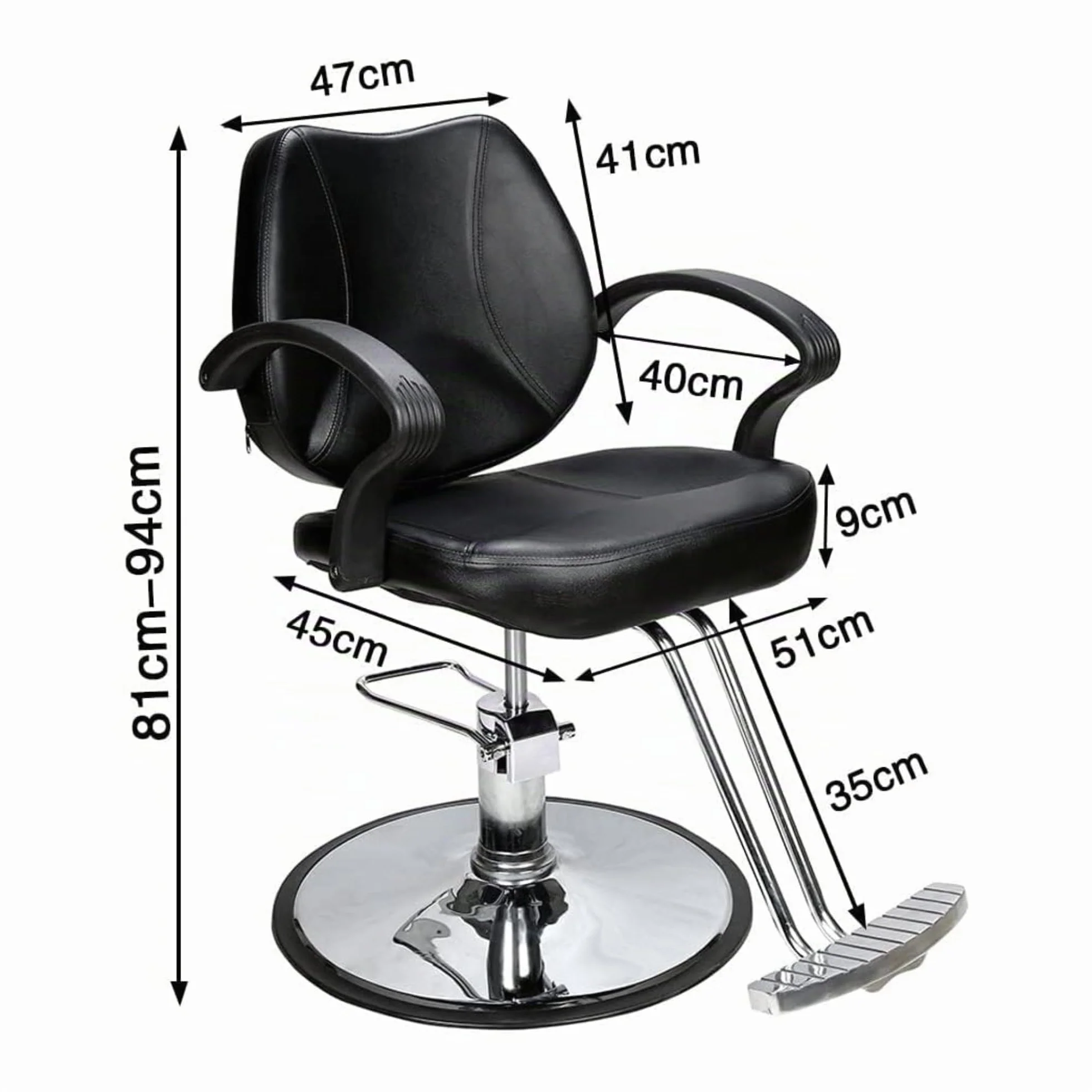 Barberpub 2057BK - Sedia parrucchiera, altezza regolabile, idraulica, similpelle nera