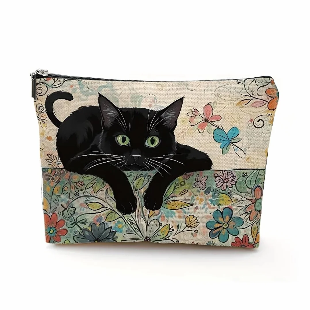 Beauty Case da Viaggio, Borsa da Toilette da Viaggio, Borsa Cosmetica per Gatt, Borsa per Cosmetici, Pochette Donna Trucchi, Borse Trucco Floreale per Donne Ragazze (A)