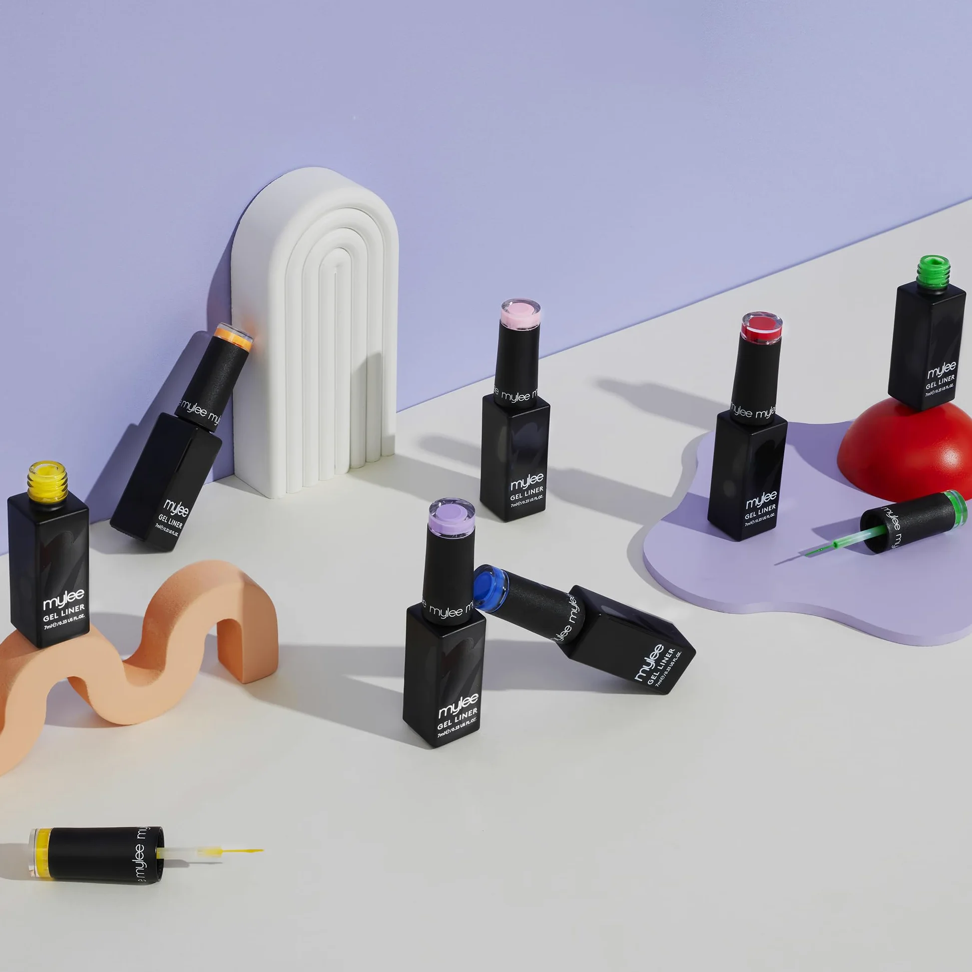 Mylee Set Smalto Semipermanente Liner Gel 7x7ml [Kaleidoscope Kit] | Pennello Nail Art Incorporato, Manicure e Pedicure UV/LED, Uso Professionale e Domestico, Lunga Durata e Facile da Applicare