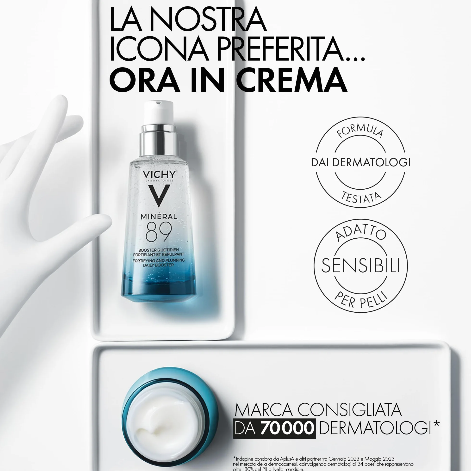Crema Leggera Idratante Mineral 89 50ml con Acido Ialuronico e Squalene per Pelle Luminosa e Levigata fino a 72 Ore