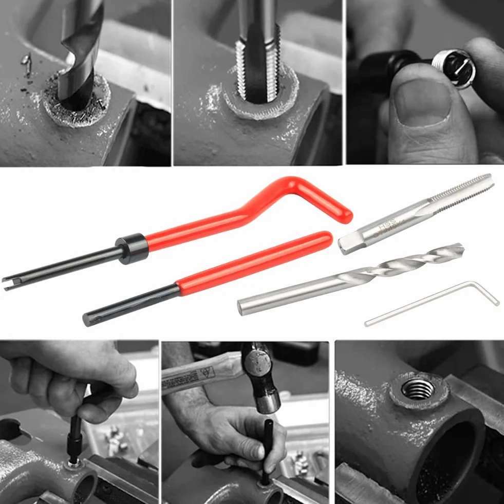 Set di riparazione filettature M6 30 pezzi utensile manuale metrico kit elicoidali