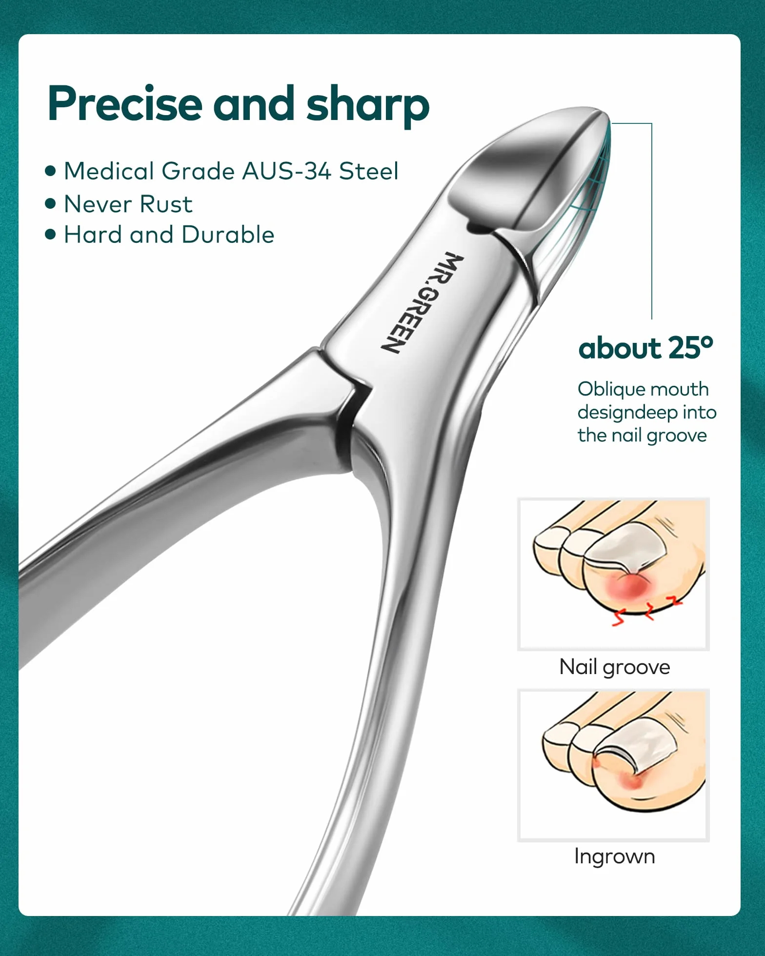 Mr. Green zestaw do manicure i pedicure ze stali nierdzewnej 8 sztuk Mr-6008