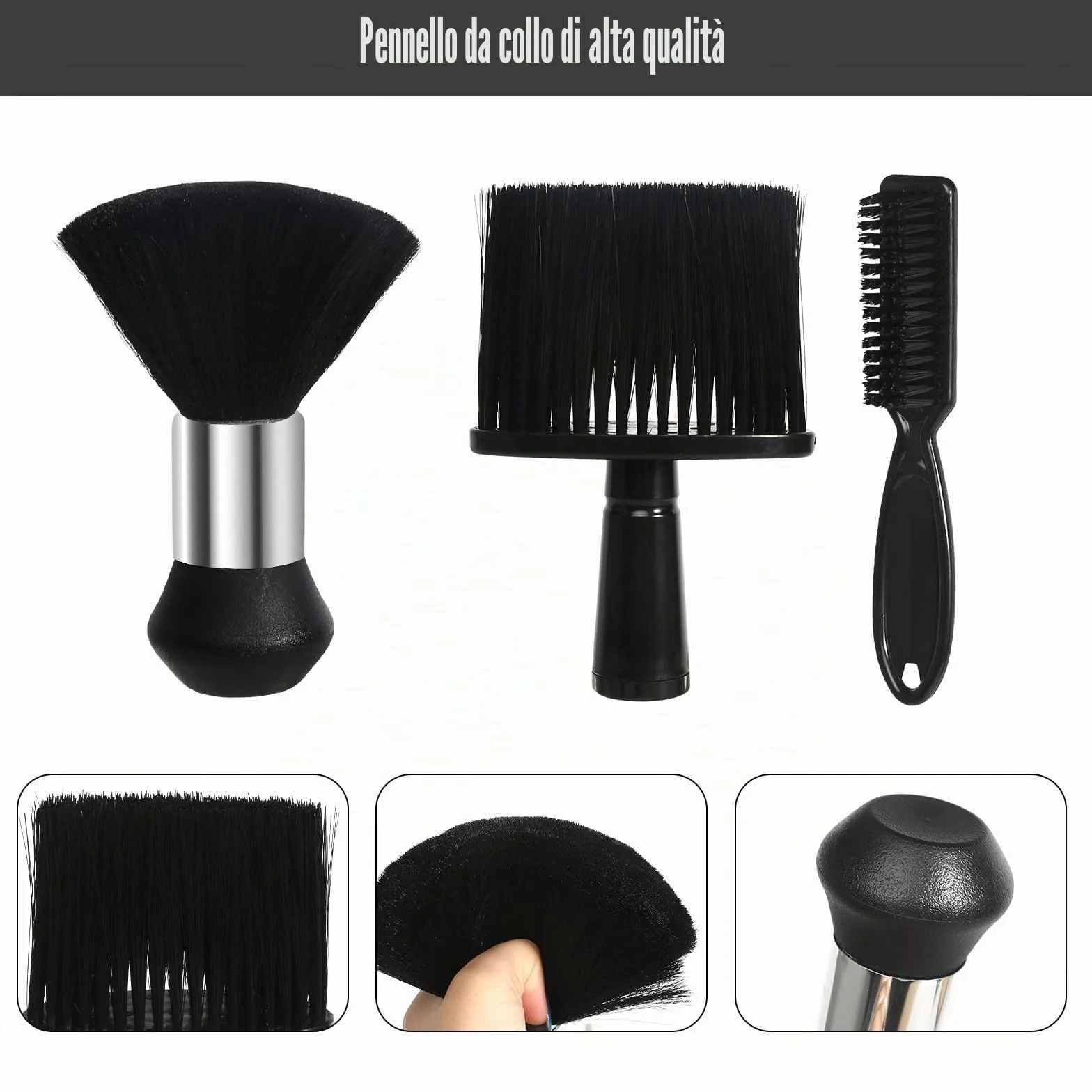 Pennello Parrucchiere,3 PCS Spazzole da Taglio per Capelli Set di Pennelli per il Collo Spazzola per il Collo per la Pulizia dei Capelli e la Rimozione Della Polvere Nel