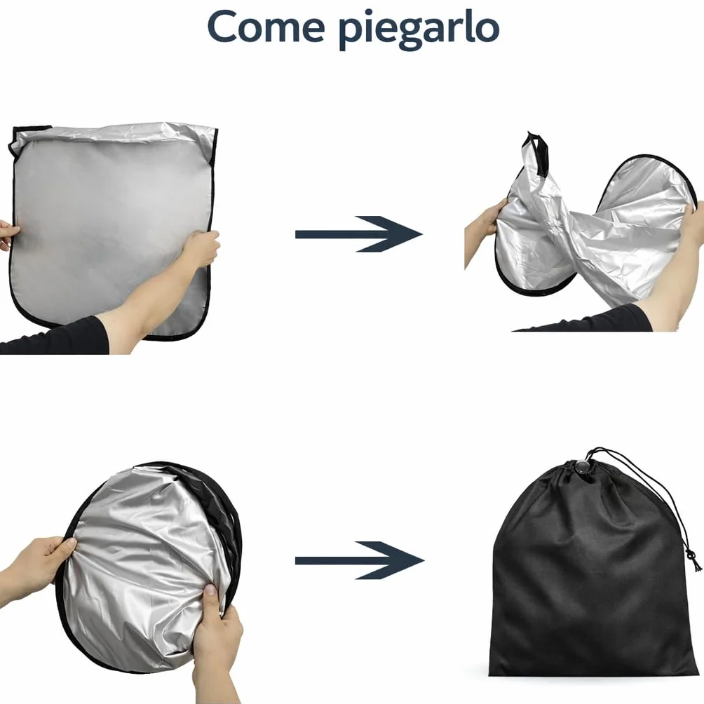 Parasole Auto Parabrezza Universale Protezione UV Anti Calore 145x80 cm