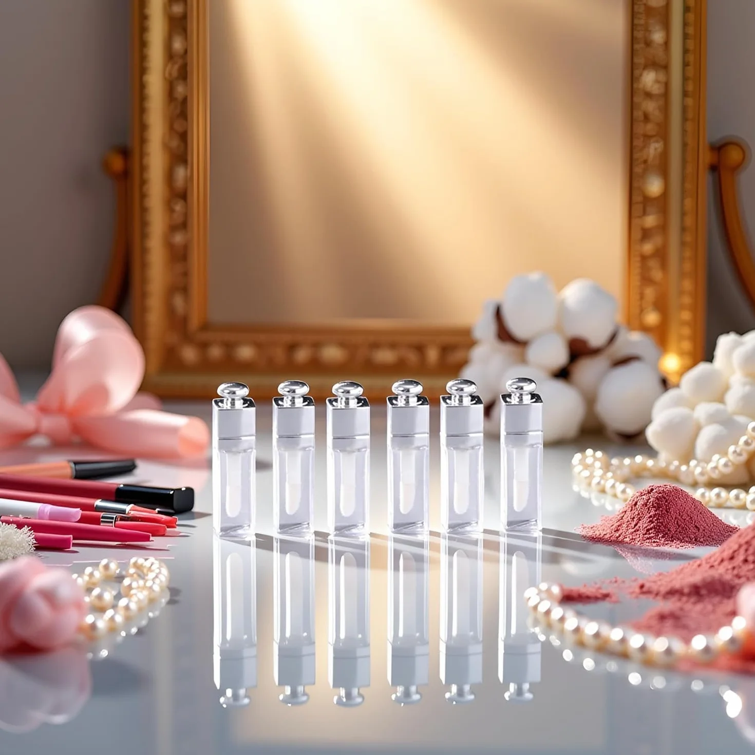 6 contenitori vuoti trasparenti per lucidalabbra, trasparenti, ricaricabili, mini contenitori per rossetto, per trucco fai da te, lucidalabbra, labbra (3 ml)