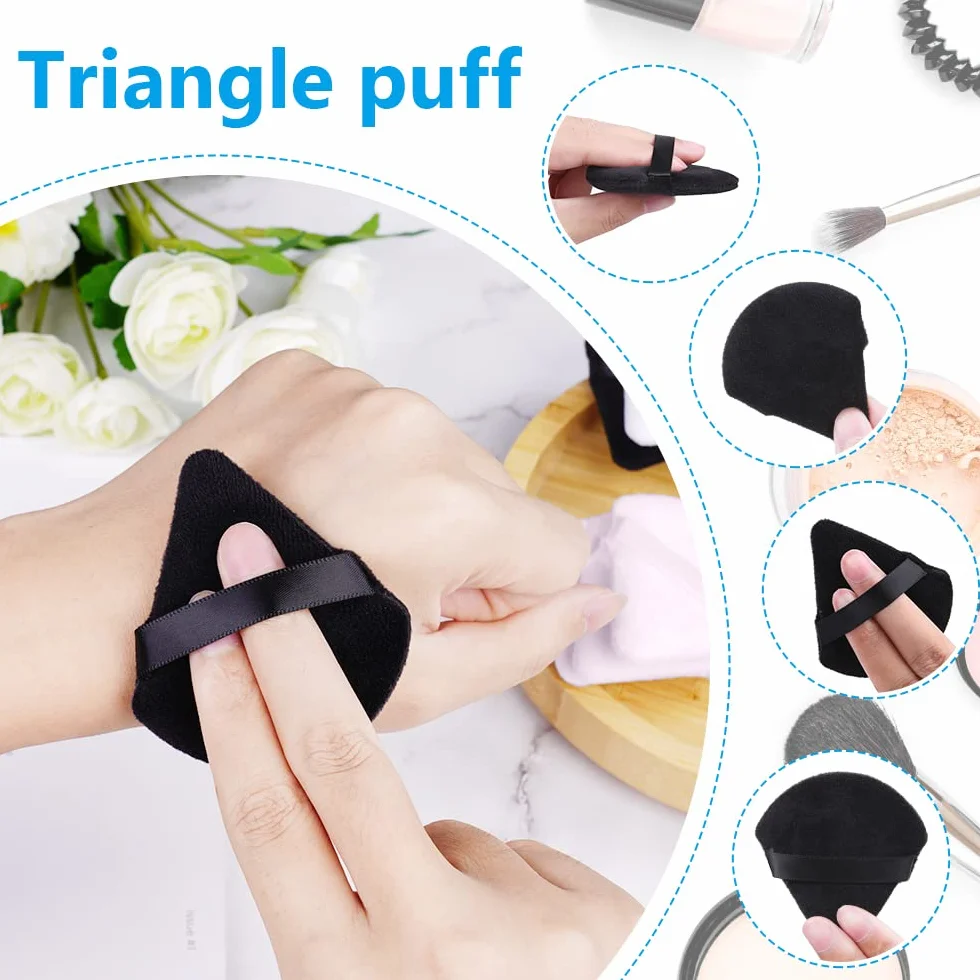 Ainiv Piumini da Cipria, 4 Pezzi Soffio Triangolo Viso Riutilizzabile Velour Spugna Cipria Polvere Fondotinta