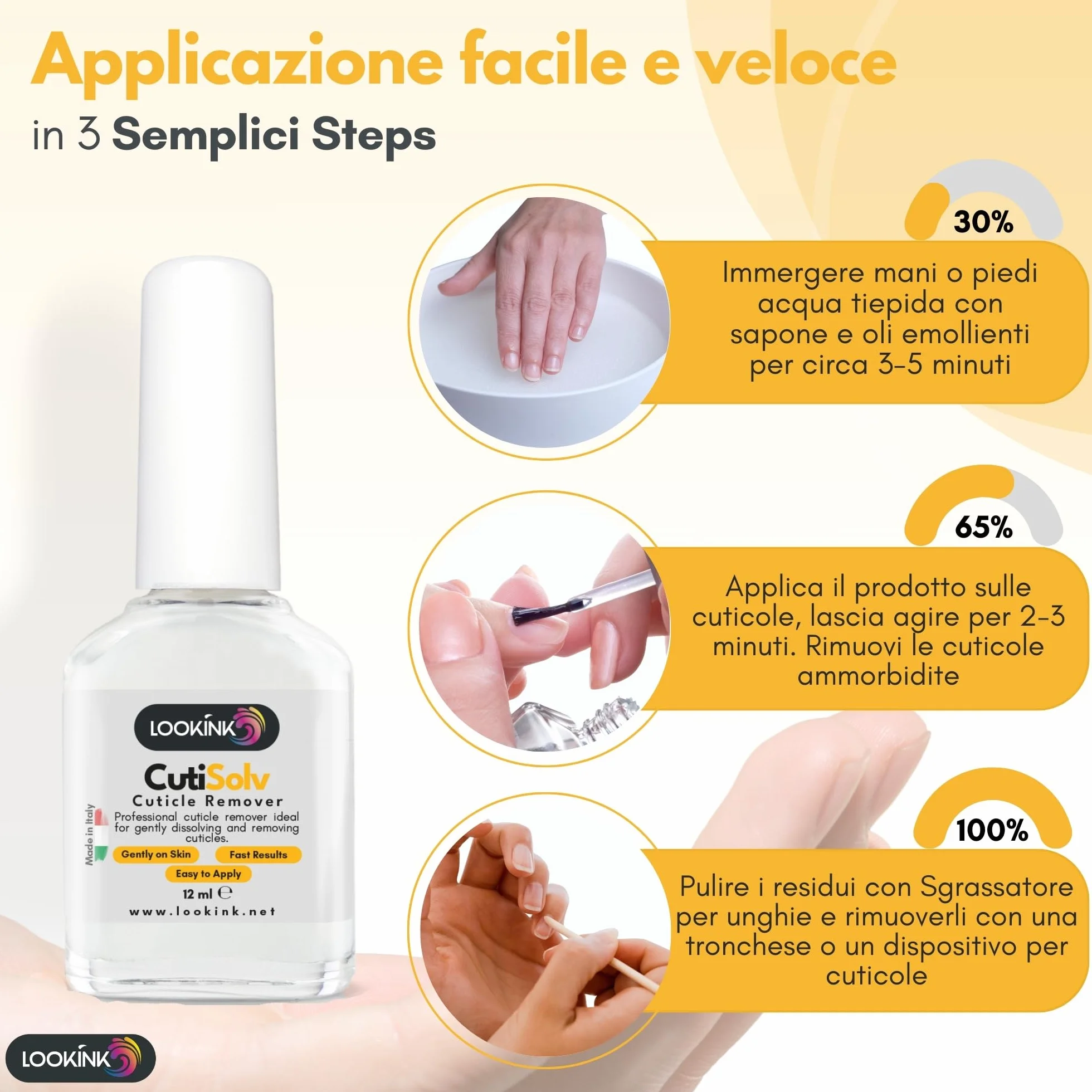 Rimuovi Cuticole Professionale 12 ml – Made in Italy | Cuticle Remover per Unghie | Scioglie e Rimuove Cuticole Dure | Formula Delicata e Cremosa