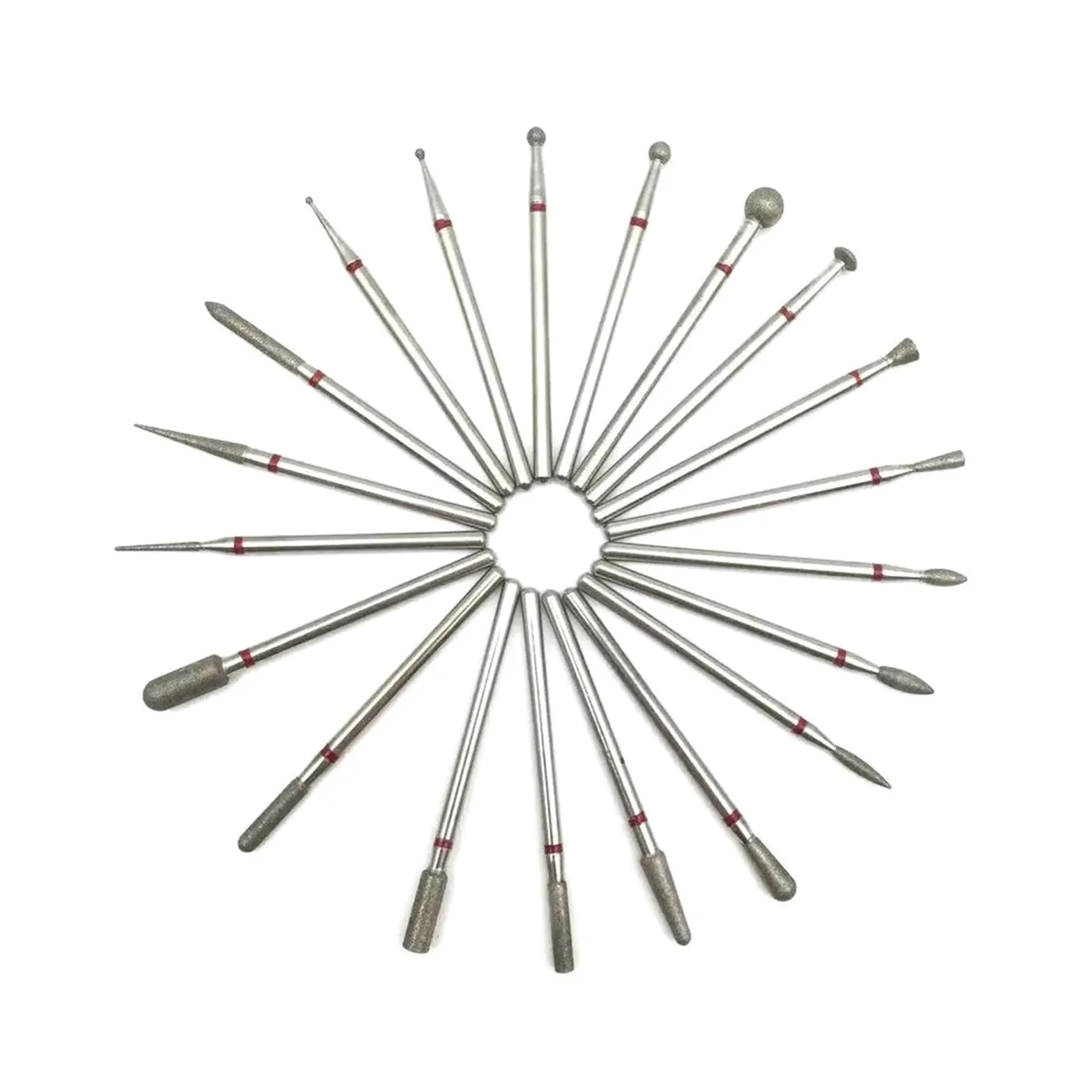 Set di punte per unghie per manicure, Confezione da 5 frese in carburo diamantato for manicure e pedicure, for unghie naturali e artificiali, in acciaio inossidabile.(Cd-xf-opp)