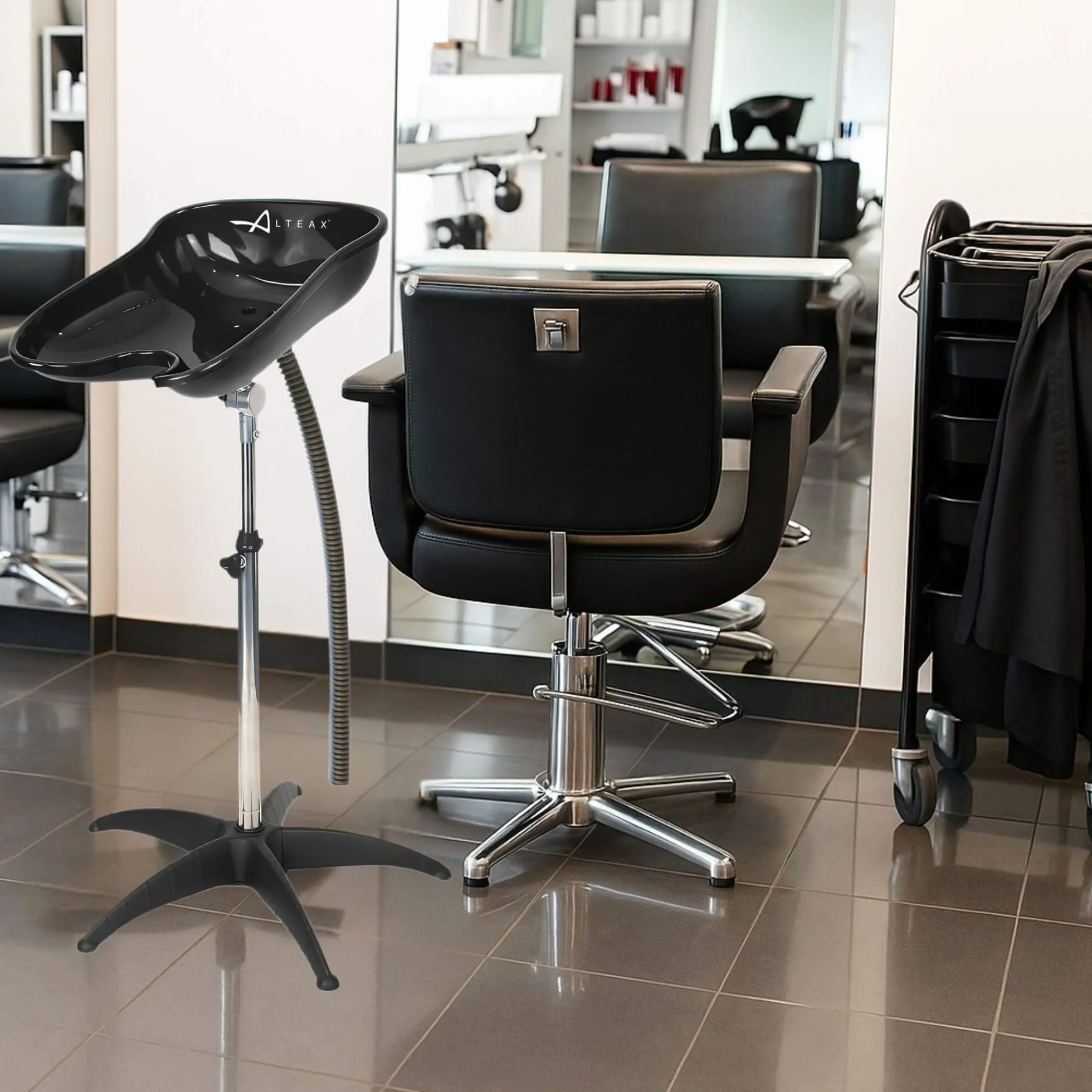 Altéax Lavatesta Portatile Per Parrucchieri Ovale con Doccetta per Lavandino Universale – Dal Design Ergonomico può Essere Utilizzato Come Lavatesta per Disabili - Lavatesta Parrucchiera Professionali