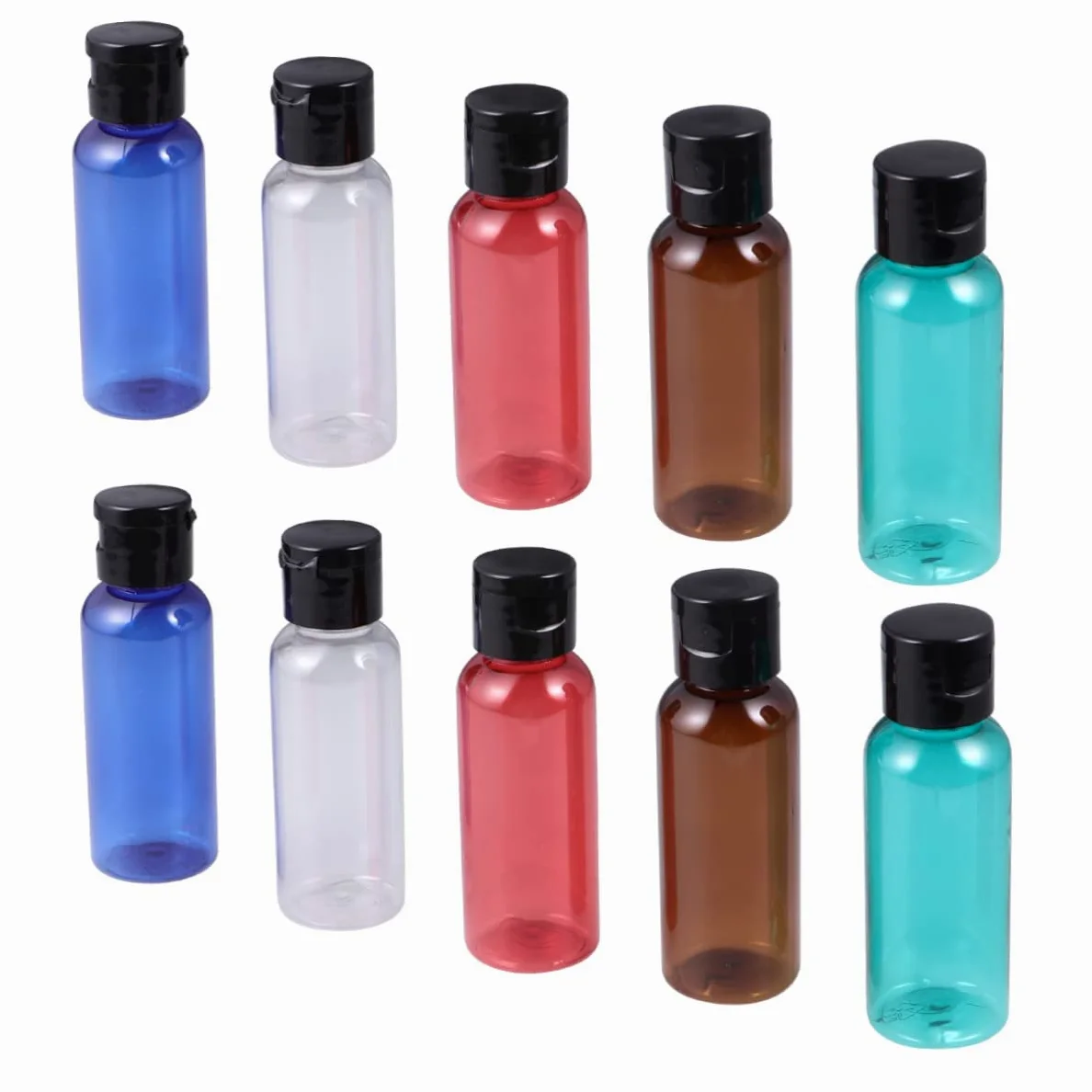 Housoutil 30pezzi Bottiglie Ricaricabili Per Viaggio Contenitori Vuoti Pratici Rosso Verde Marrone Blu e Trasparente Per Gel e Lotion
