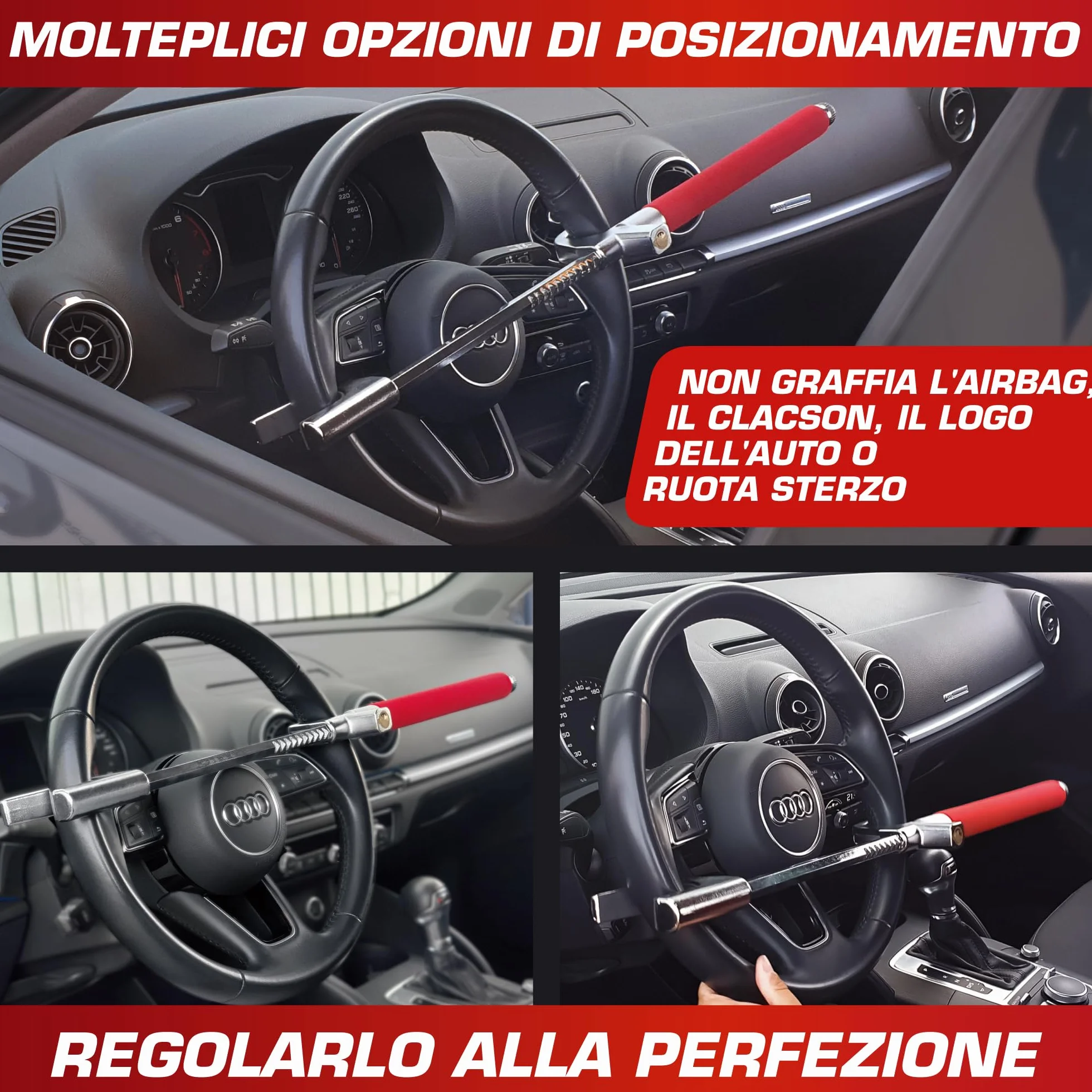 RADIKAL RK1002 Antifurto Auto Blocco Volante Bloccasterzo Meccanico Universale