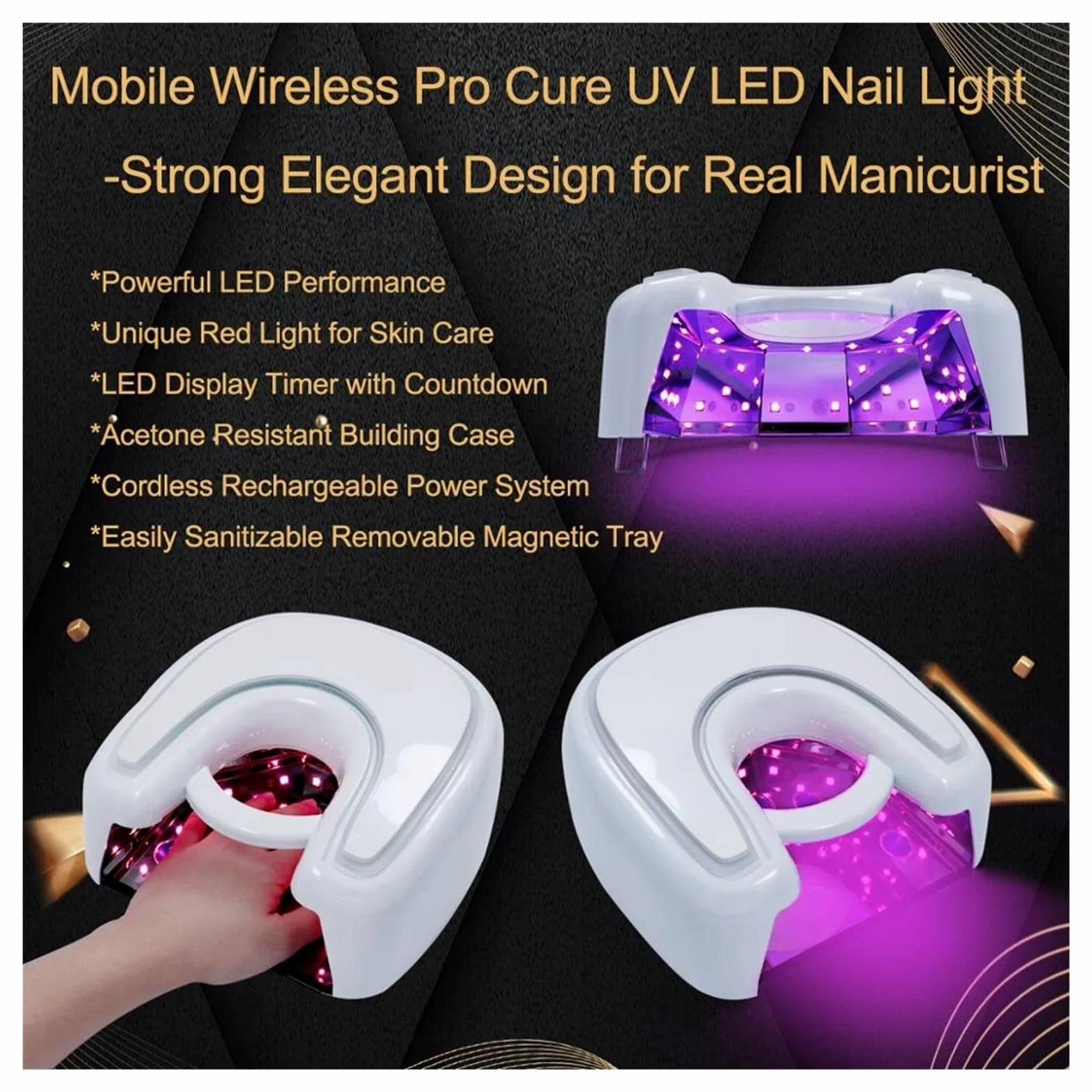 Lampada Unghie, Lampada for unghie a LED UV da 48w Lampada for unghie a LED senza fili Batteria al litio ricaricabile Lampada for unghie a LED UV Lampada for cure professionale Manicure Art per Manicu