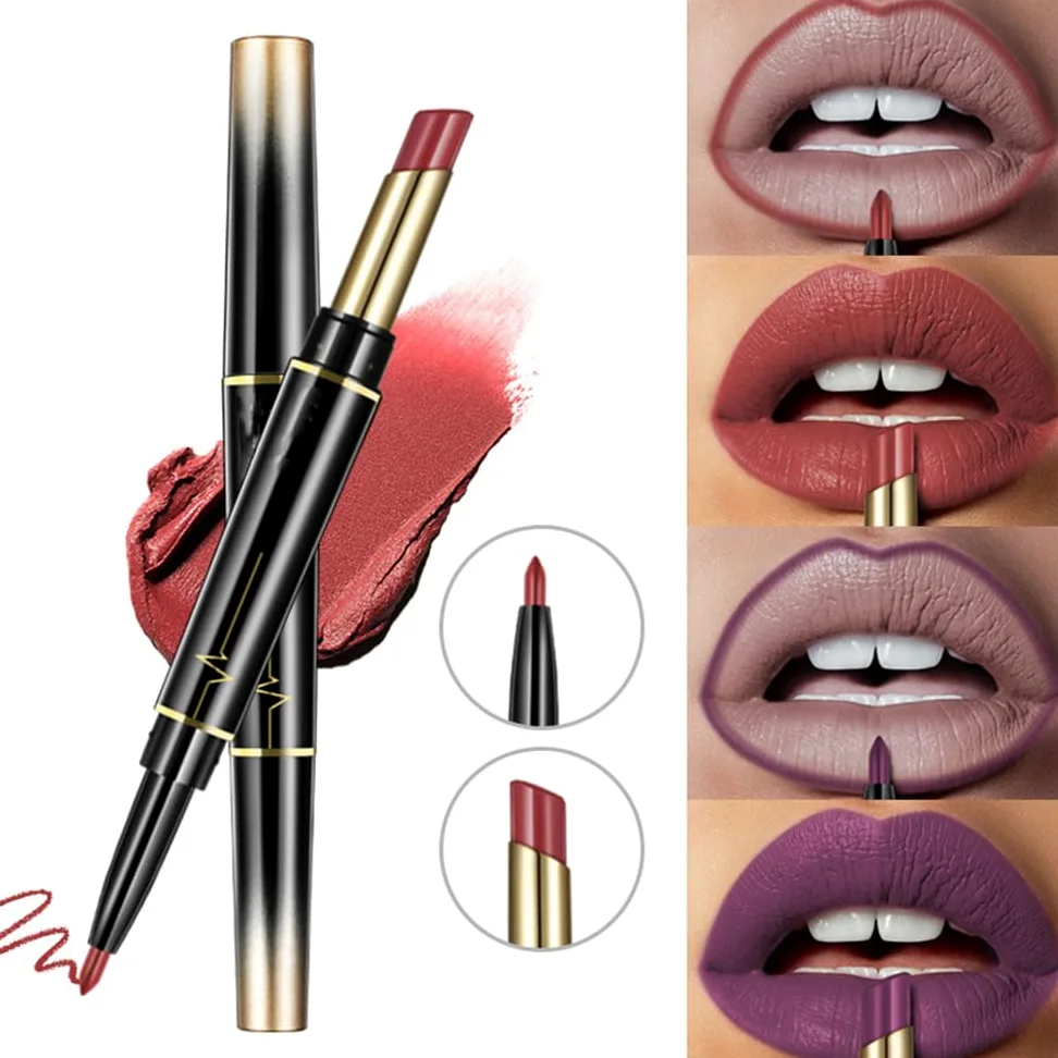 16 colori rossetto a lunga tenuta matita labbra combo, matita labbra e rossetto,set matita labbra e rossetto Dual Heads, rossetto a lunga tenuta matita labbra opaca impermeabile (16pcs / 1set)