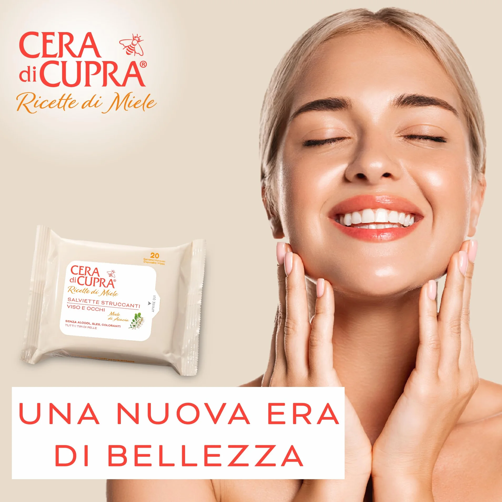 Cera di Cupra Salviette Struccanti 100% Naturale Biodegradabili Made in Italy 20 Pezzi