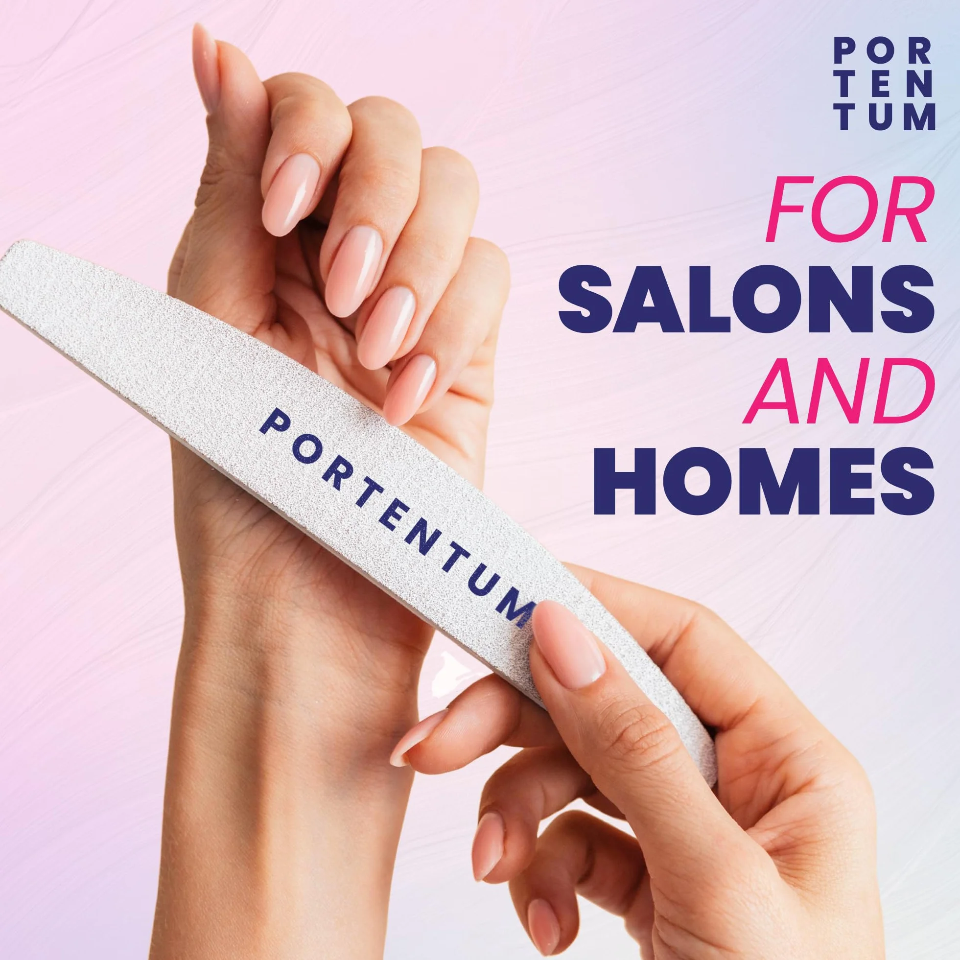PORTENTUM Lime per unghie 100 180 set di 16, lima per unghie 100/180 a doppia faccia lavabile, lima per unghie professionale ideale per gel e acrilico, adatto per uso in salone e a casa