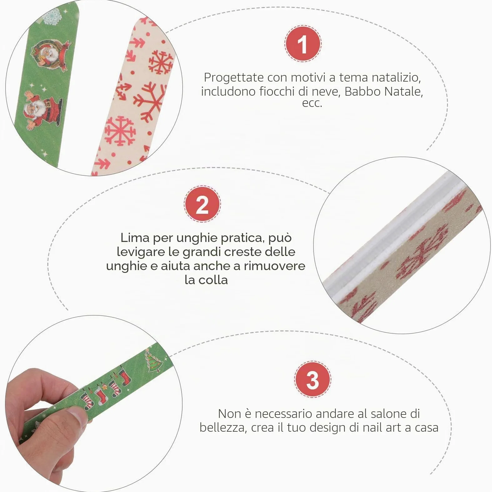 Healvian 12 Pezzi Lima Per Unghie Professionale Natalizie Lime Per Unghie Natalizia Tavole Smerigliate a Doppia Natalizi Lime a Tema Natalizio Per Manicure Pedicure E Lucidatura Donna