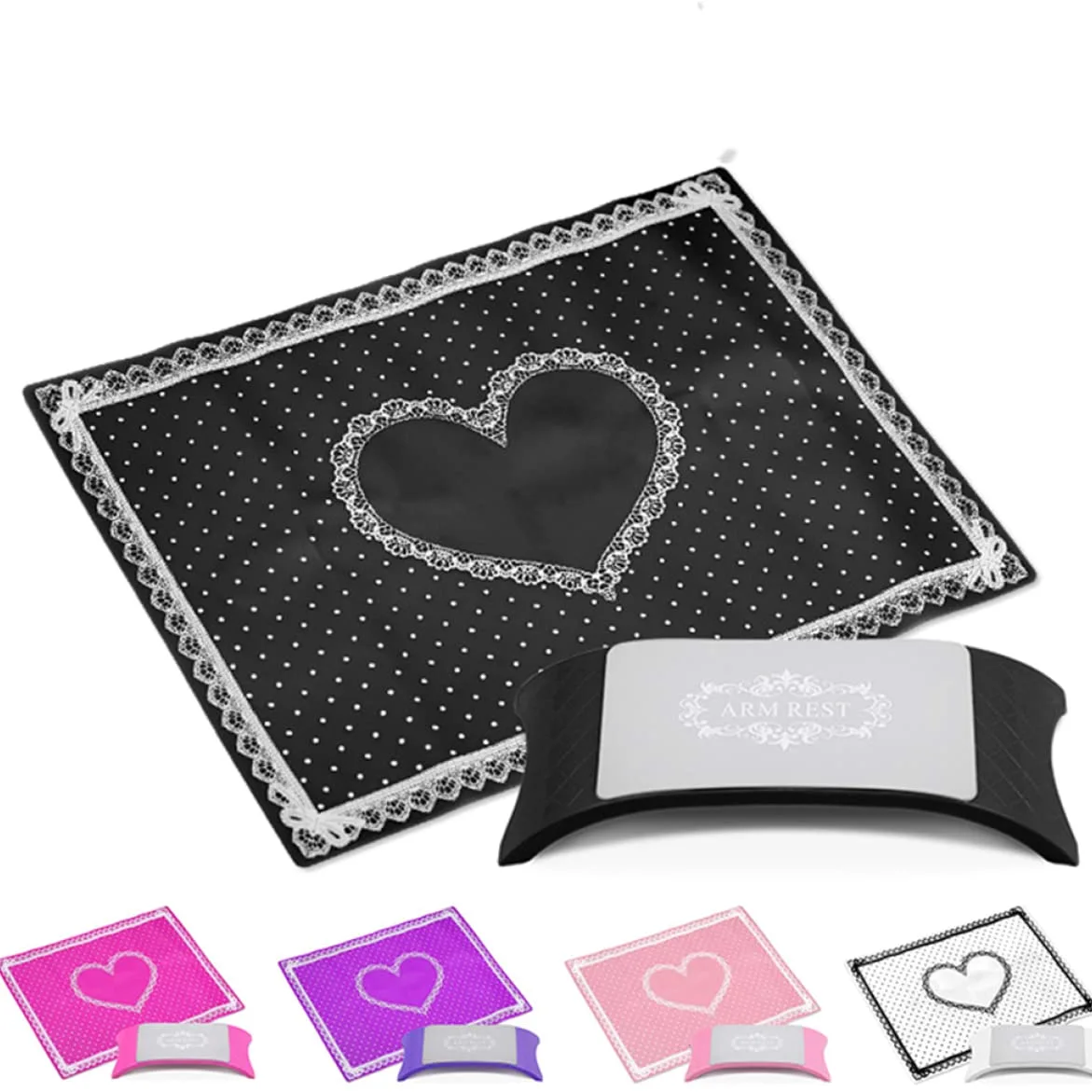 FRCOLOR 3pezzi Cuscino Silicone Per Manicure Tappetino Portatile e Lavabile Per Unghie Strumento Professionale Per Estetiste Art Rosa