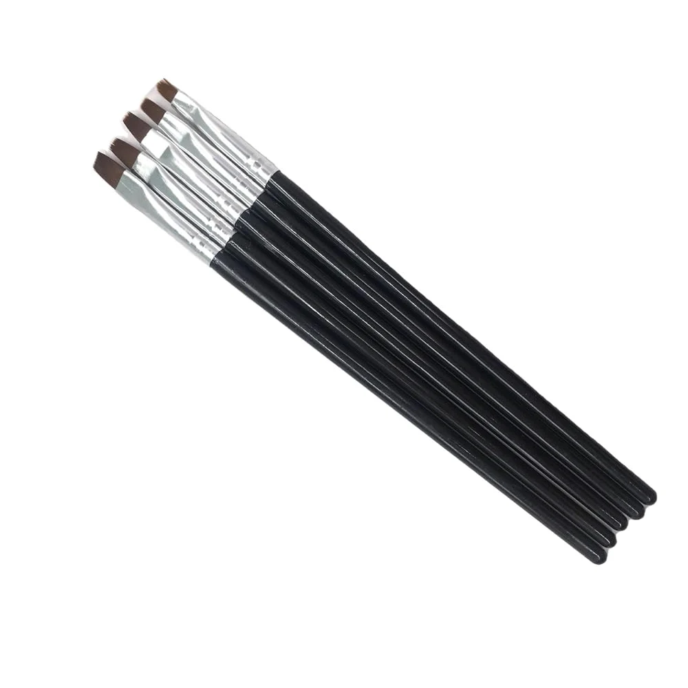 Set di 5 pennelli per manicure, colore nero, per unghie