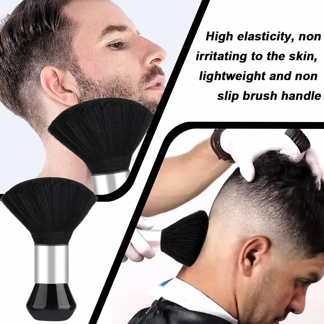 2 pezzi Barbiere Collo Spazzola, Pennello da Parrucchiere per Salone per il barbiere, per la pulizia dei capelli, per la rimozione della polvere, colore(Nero)