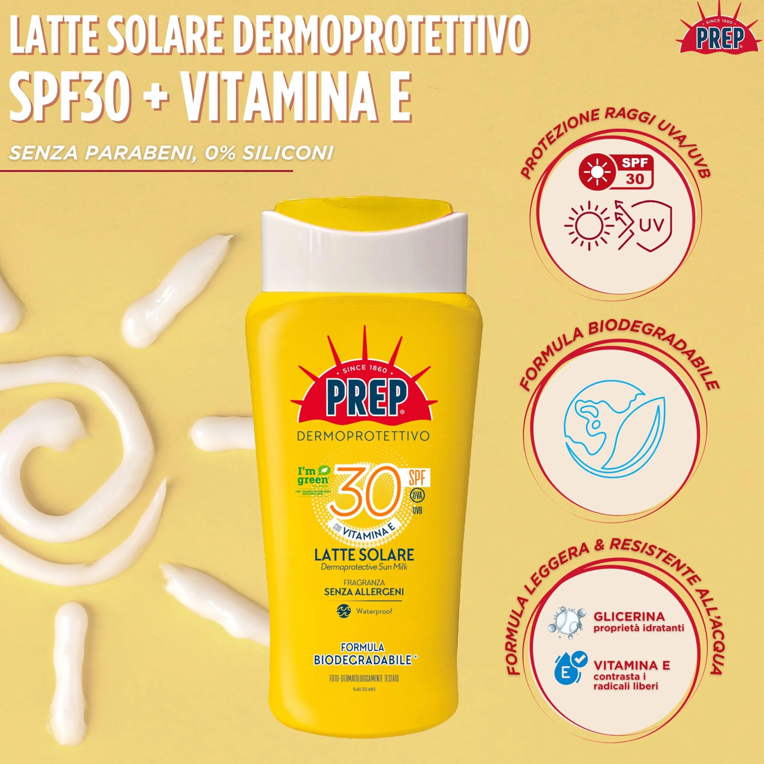 PREP Latte Solare Dermoprotettivo SPF 30 Protezione Solare 200ml