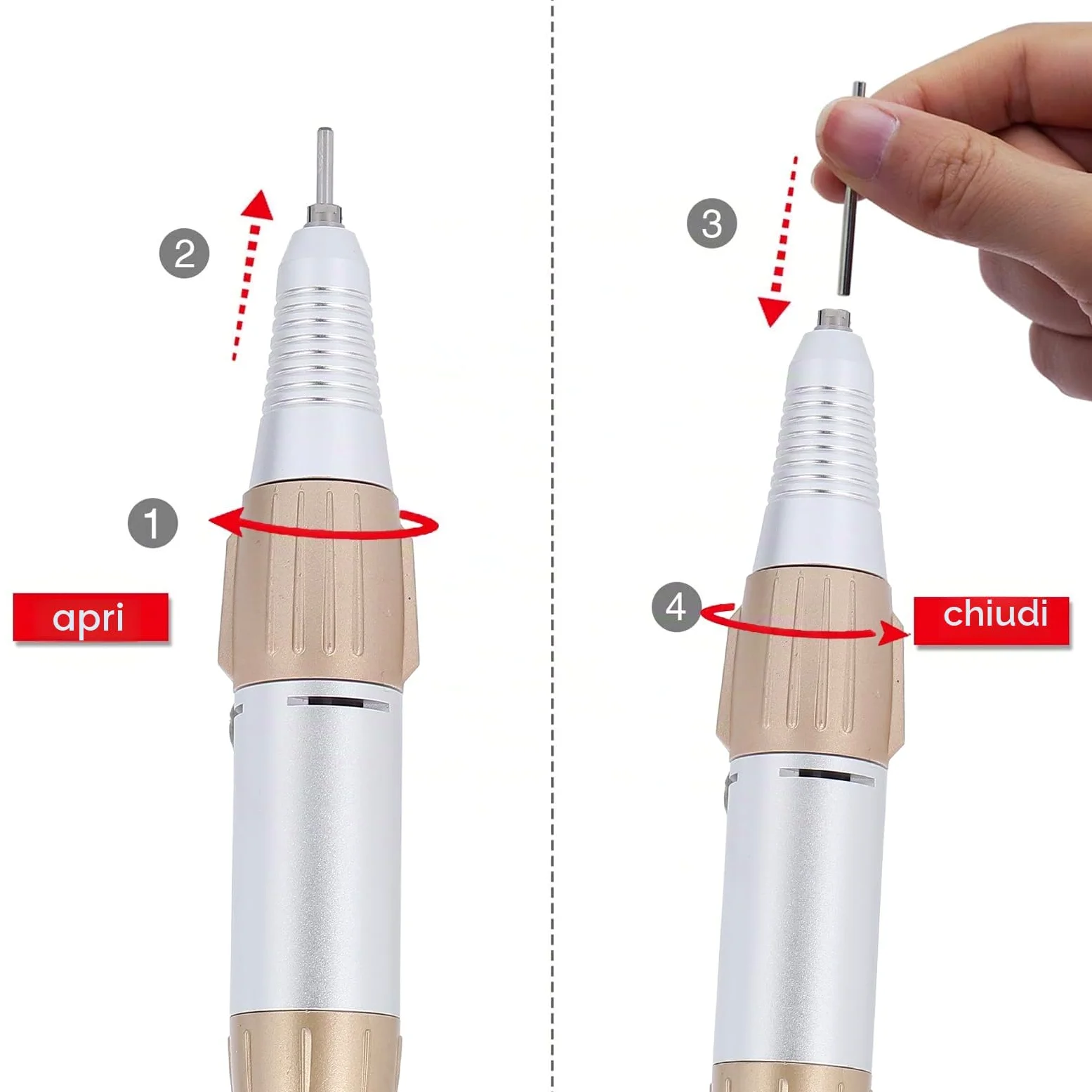 manipolo fresa per unghie professionale 35000 RPM Penna per Trapano Elettrico per Unghie, Manipolo per Impugnatura di Ricambio per Trapano per Unghie, Strumento per Lucidare la Macchina per Pedic