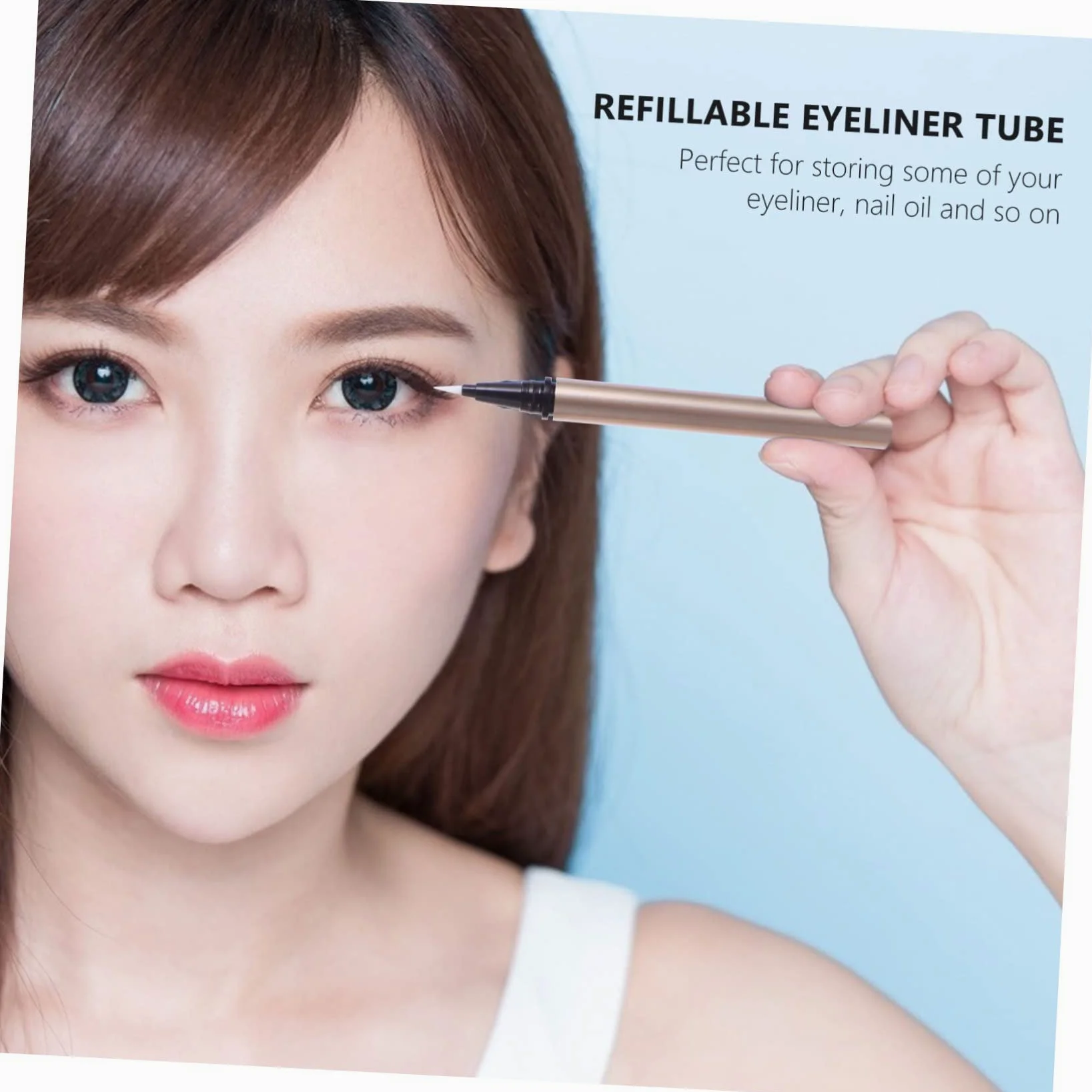 Tubetti Eyeliner Vuoti Ricaricabili in Plastica 5 Pezzi 1ml Colore Oro per Conservare Eyeliner o Olio Unghie per Negozi e Saloni Cosmetici