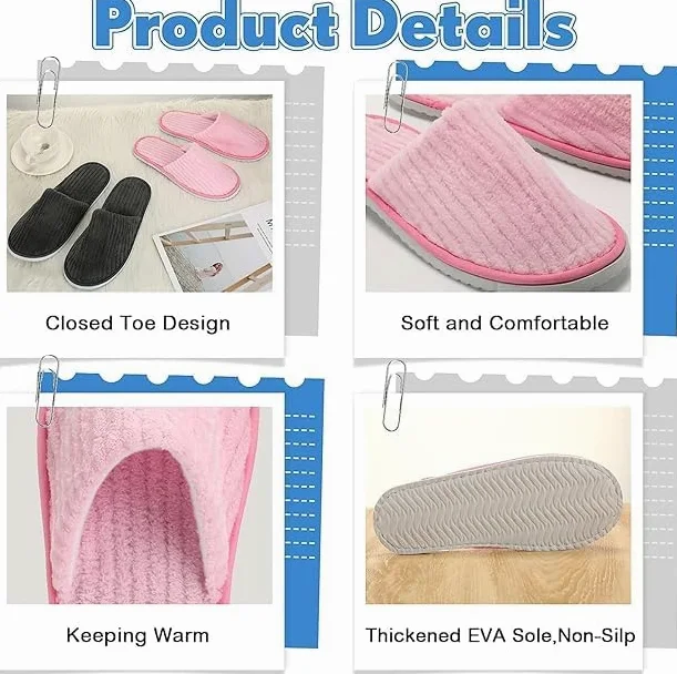 10 paia di pantofole da spa antiscivolo usa e getta, misura universale unisex, pantofole chiuse, lavabili per hotel, casa, ospiti e massaggi