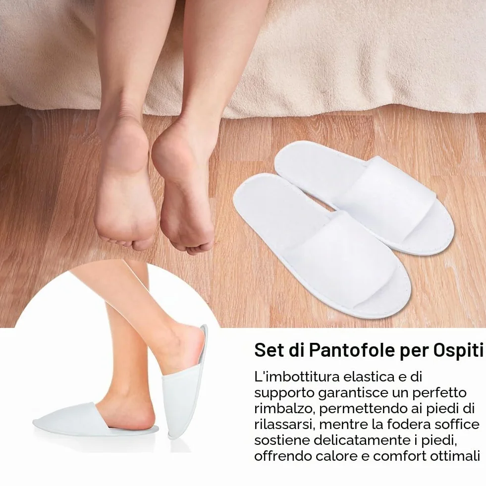 KARELLS Pantofole Antiscivolo Premium 5 Paia Usa e Getta in Spugna Ciabatte Ospiti in Lino di Cotone