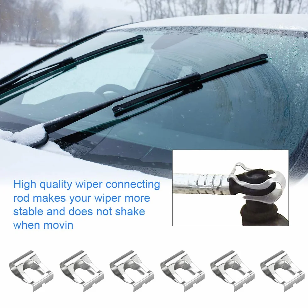 KBNIAN 6 Pezzi Clip Tergicristallo Punto Ricambio Giunto Motorino Tergicristalli Kit Riparazione Collegamento Argento