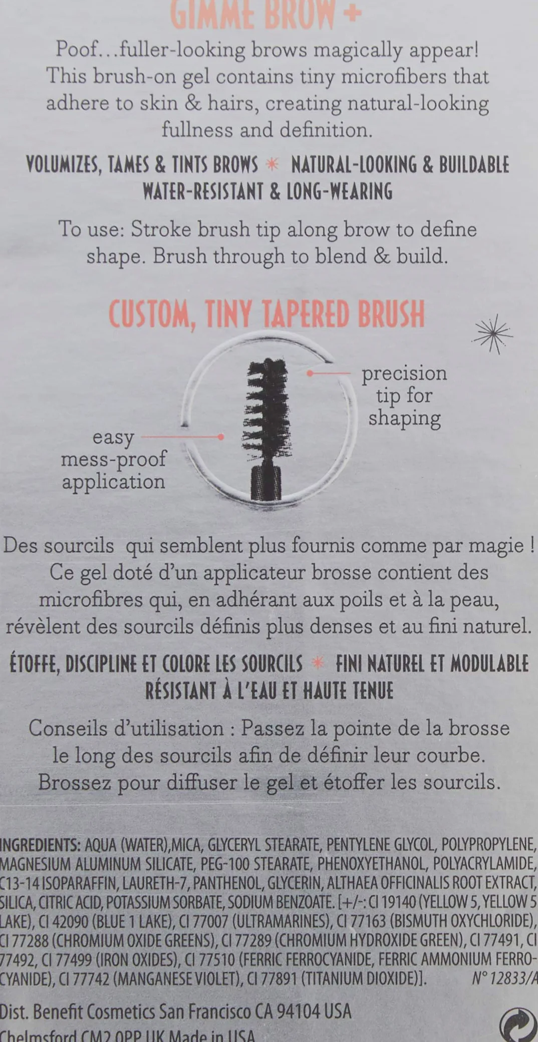 Benefit Gimme Brow+ Gel con fibre volumizzanti per sopracciglia, 3 tonalità neutre medie, confezione da 1 pezzo, 3 Medium neutro marrone chiaro