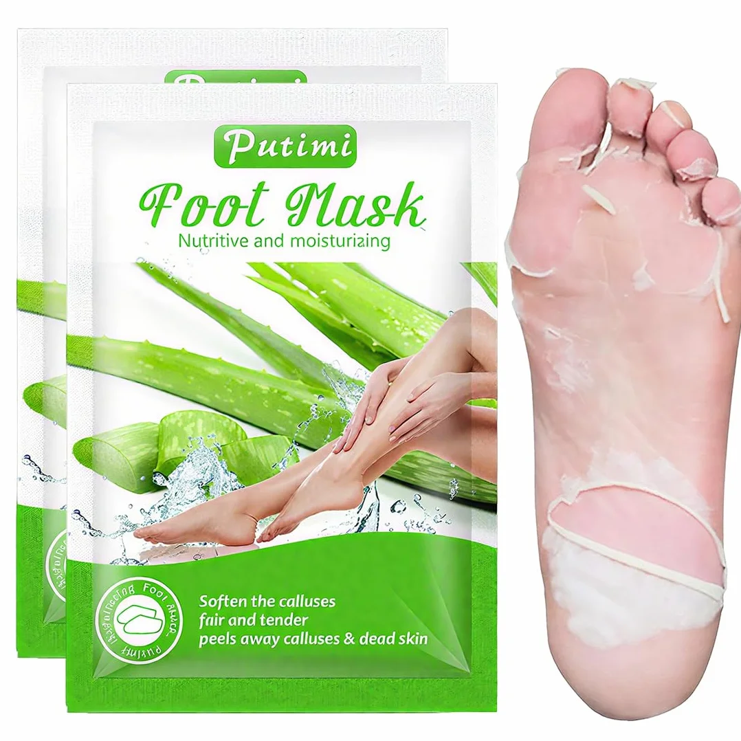 2 Paia Maschera Piedi Esfoliante Aloe ver, Maschera Esfoliante Piedi, Maschera Peeling Piedi, Rimozione Della Pelle Morta e Calli, Maschera per Piedi Efficace Cura dei Piedi i Scrub Piedi
