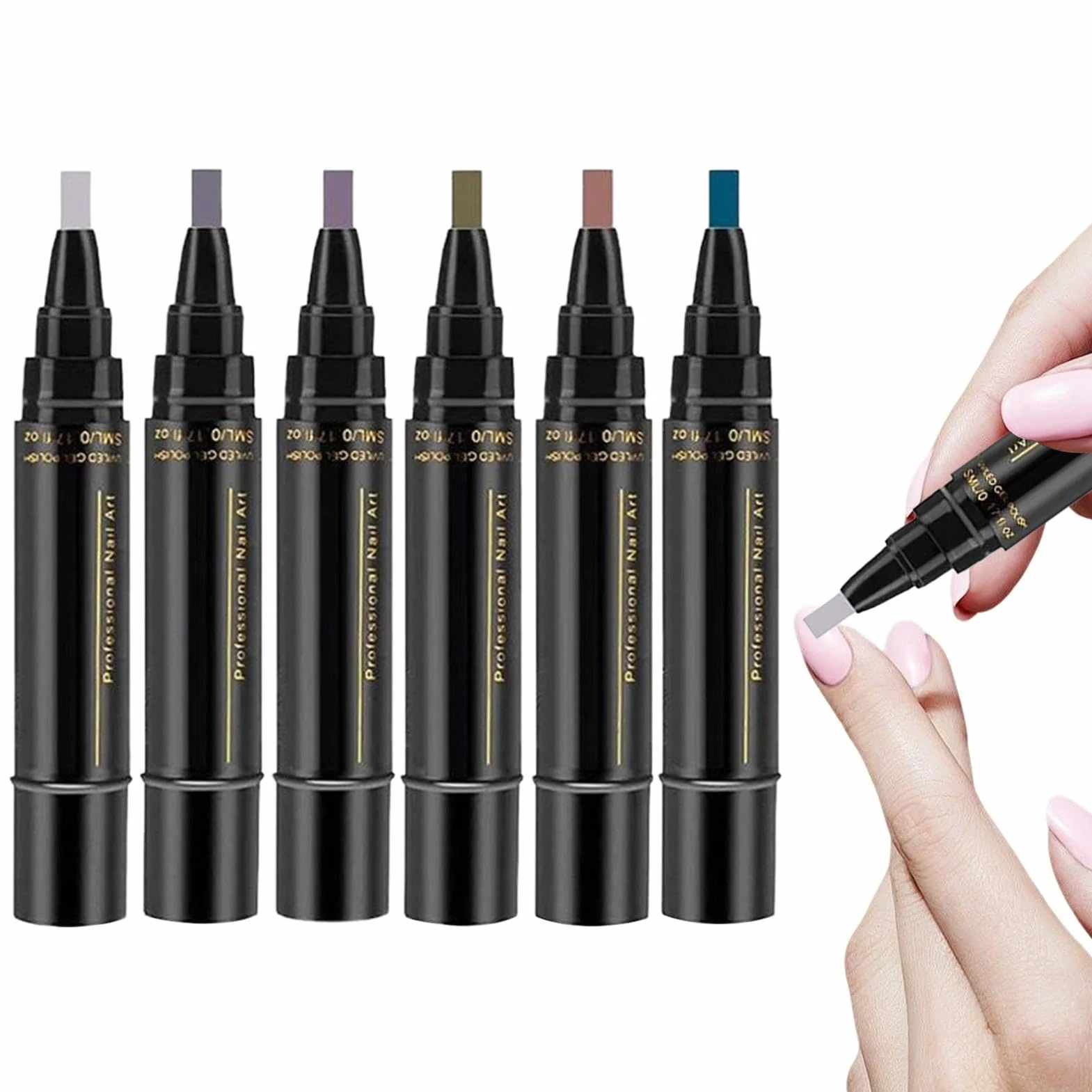 Penne Per Unghie Ad Asciugatura Rapida - Strumenti Per Manicure A Lunga Durata Da 6 Pezzi | Pennarelli Per Vernice Gel, Punta Fine 0,7 Mm, Impermeabili, Senza Lampada UV, Bambini, Donne, Adolescenti,