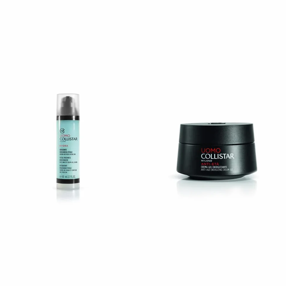 Collistar Hydra Uomo Idratante Freschezza Totale Viso e Occhi, Crema-Gel fresca e leggera, Idratazione immediata & Linea Uomo Crema-Gel Energizzante, Azione antirughe e antifatica