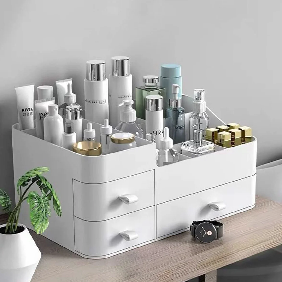 Queta Organizer per trucchi grande 3 cassetti 8 scomparti scatola trucco gioielli spazzole rossetto creme
