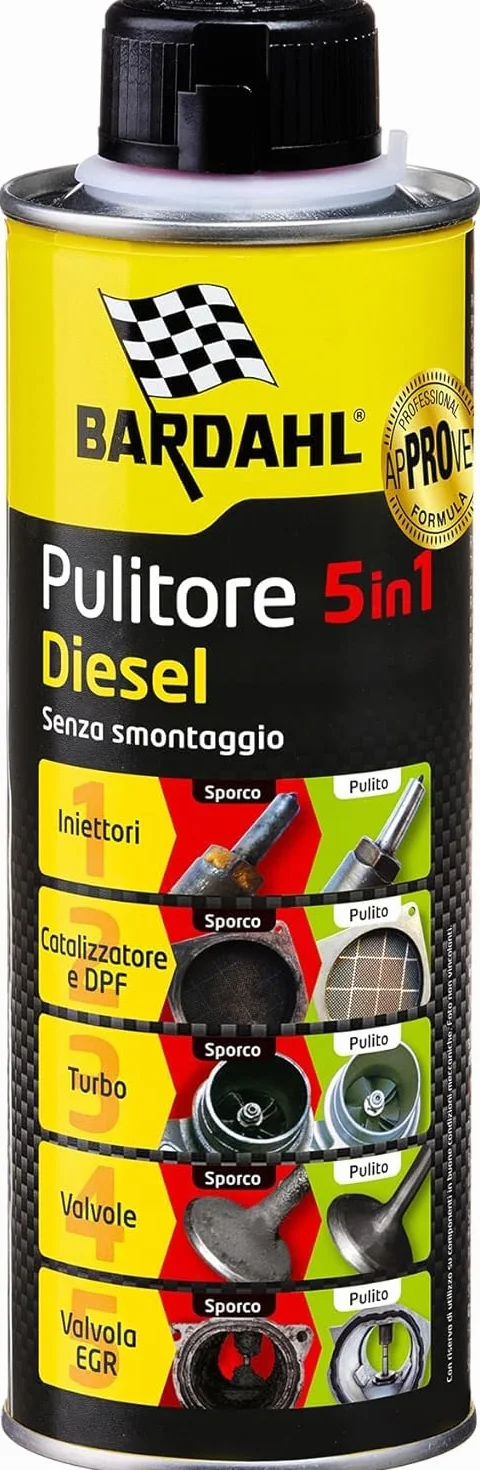 Bardahl - Pulitore 5 in 1 Diesel, Additivo Multifunzionale per la Completa Pulizia dei Motori a Gasolio, Aumenta la Potenza e le Prestazioni, 500 ml