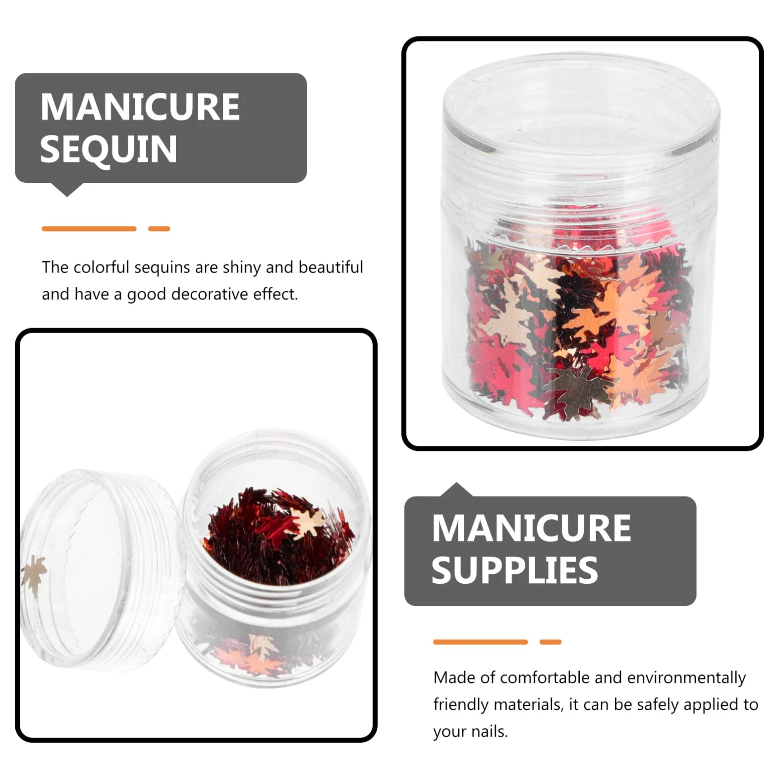 Didiseaon 6 Pezzi Glitter per unghie in acero strenne natale gel unghie colorati Adesivi per unghie 3d adesivi per unghie margherita adesivo per manicure paillettes per unghie foglia d'acero