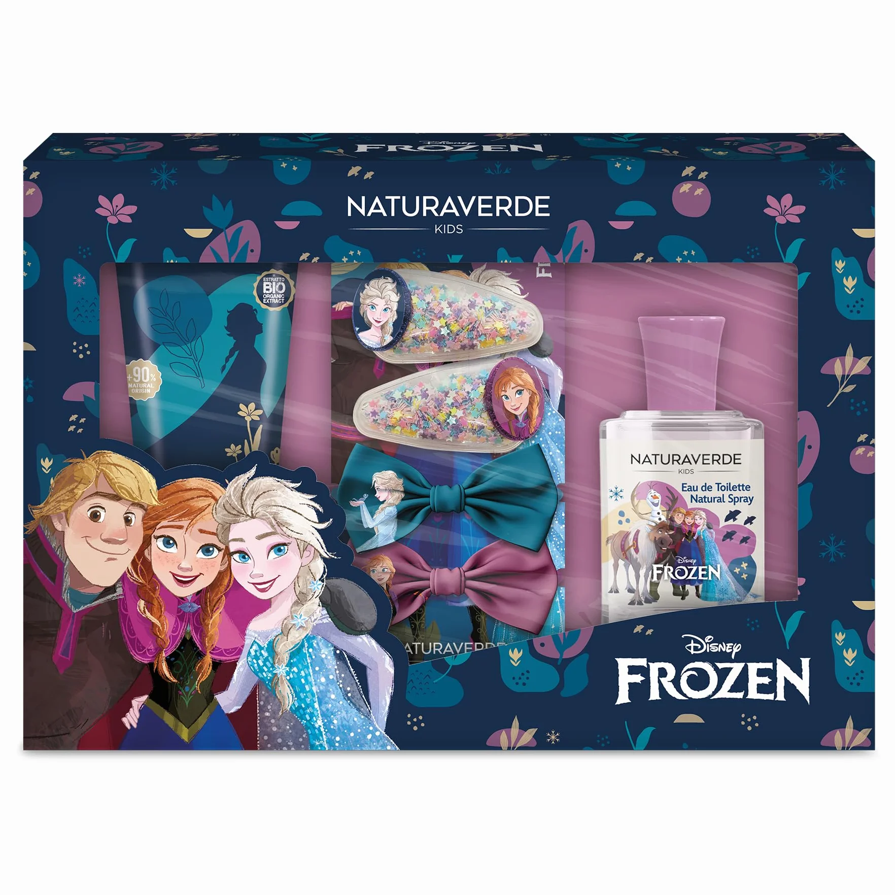 FROZEN | Frozen Gift Set, Profumo 30ml + Bagnoschiuma 100ml + Mollette Glitter - Set Elegante e Divertente per la Cura dei Più Piccoli