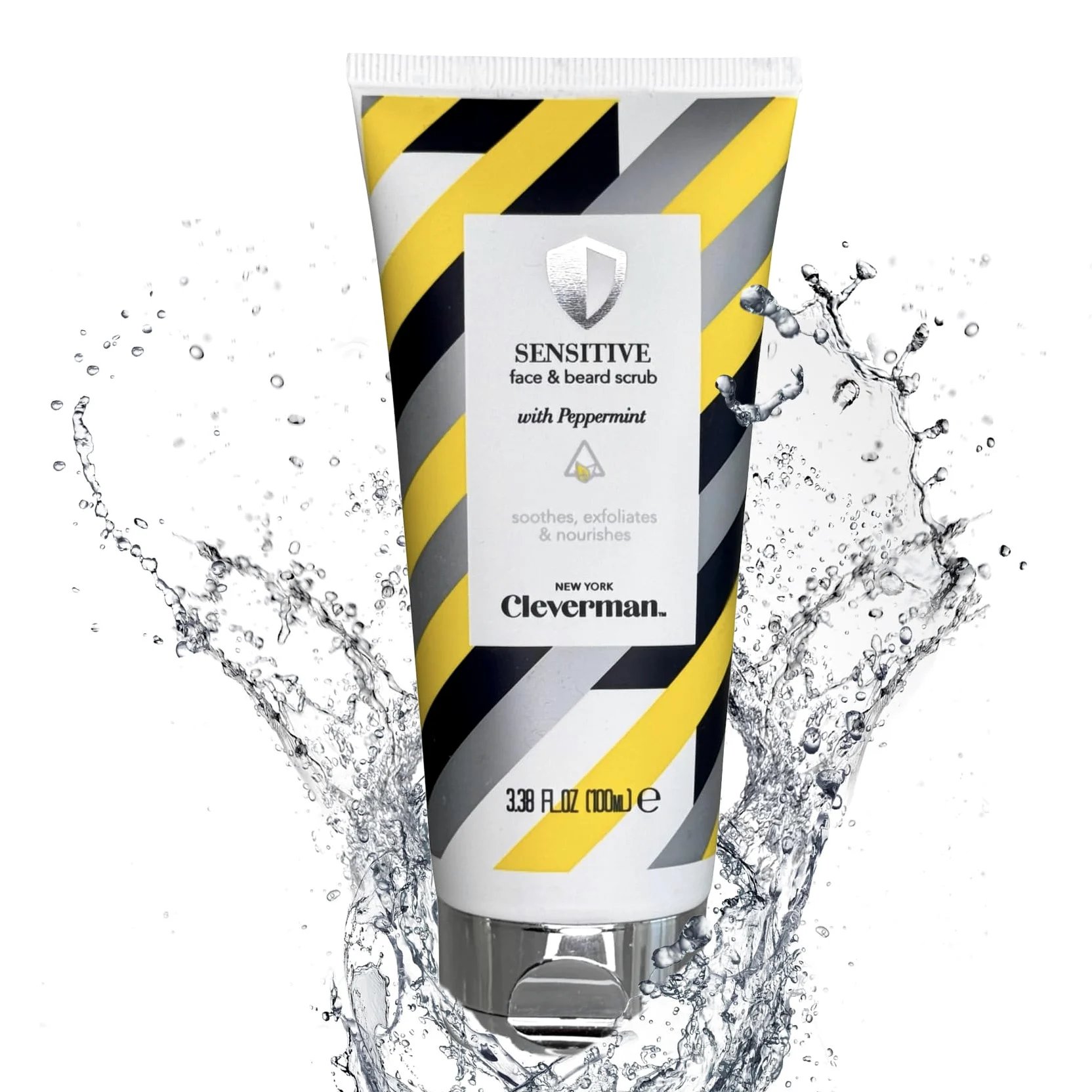 CLEVERMAN Esfoliante viso e barba per uomini, 100 ml, detergente viso esfoliante con infusione di menta