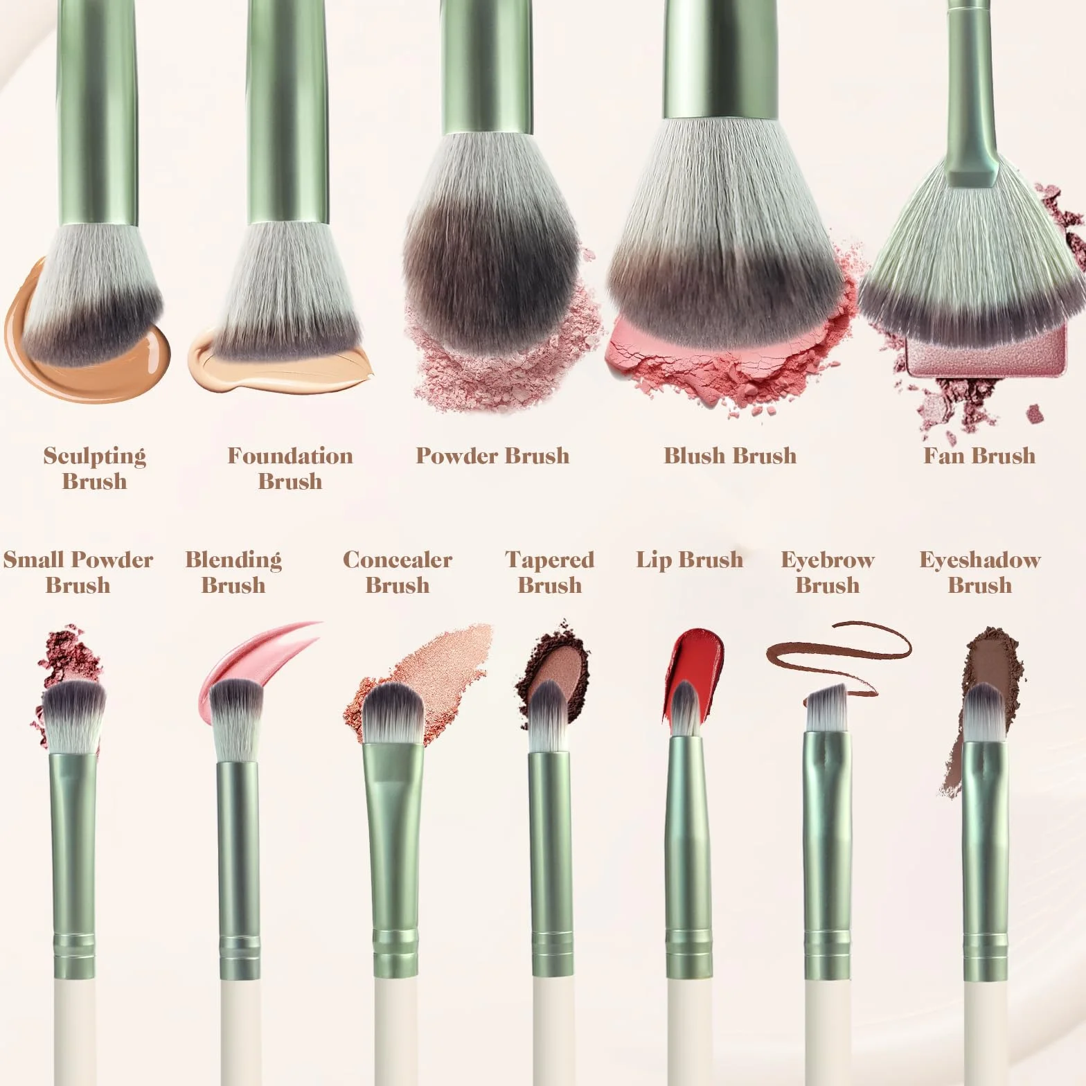 HEYMKGO Set Pennelli Make Up 12 Pezzi Diversity Pennelli Trucco Premium Setole Sintetiche Fondotinta In Polvere Correttori Fard Blending Rossetto Ombretto Sopracciglia Illuminante Pennello Trucco