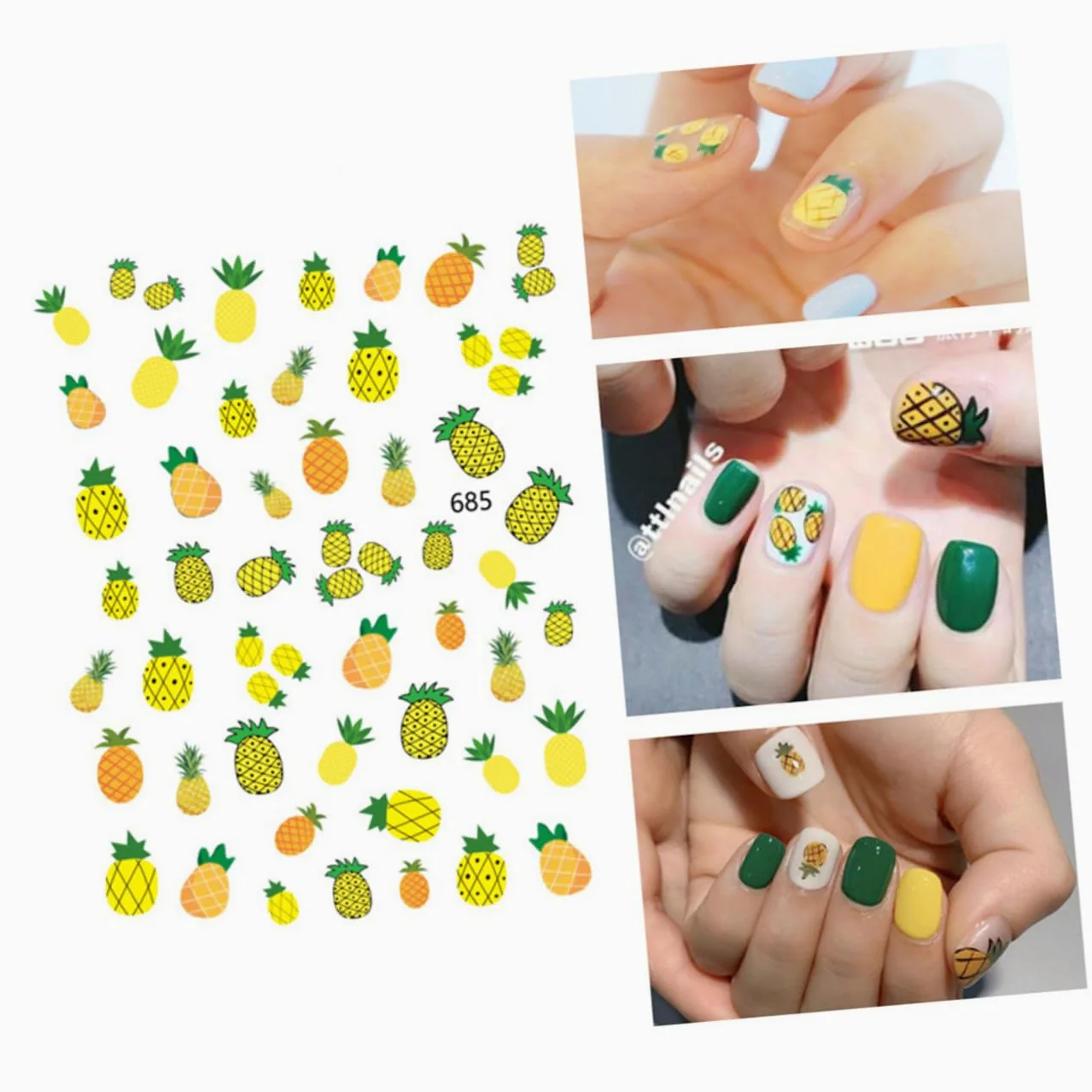 3 Set Adesivi Per Unghie Con Design Frutta Stickers Tema Per Decorazioni Manicure Stile Unico Per Donne E Ragazze Casual 12 Fogli*3
