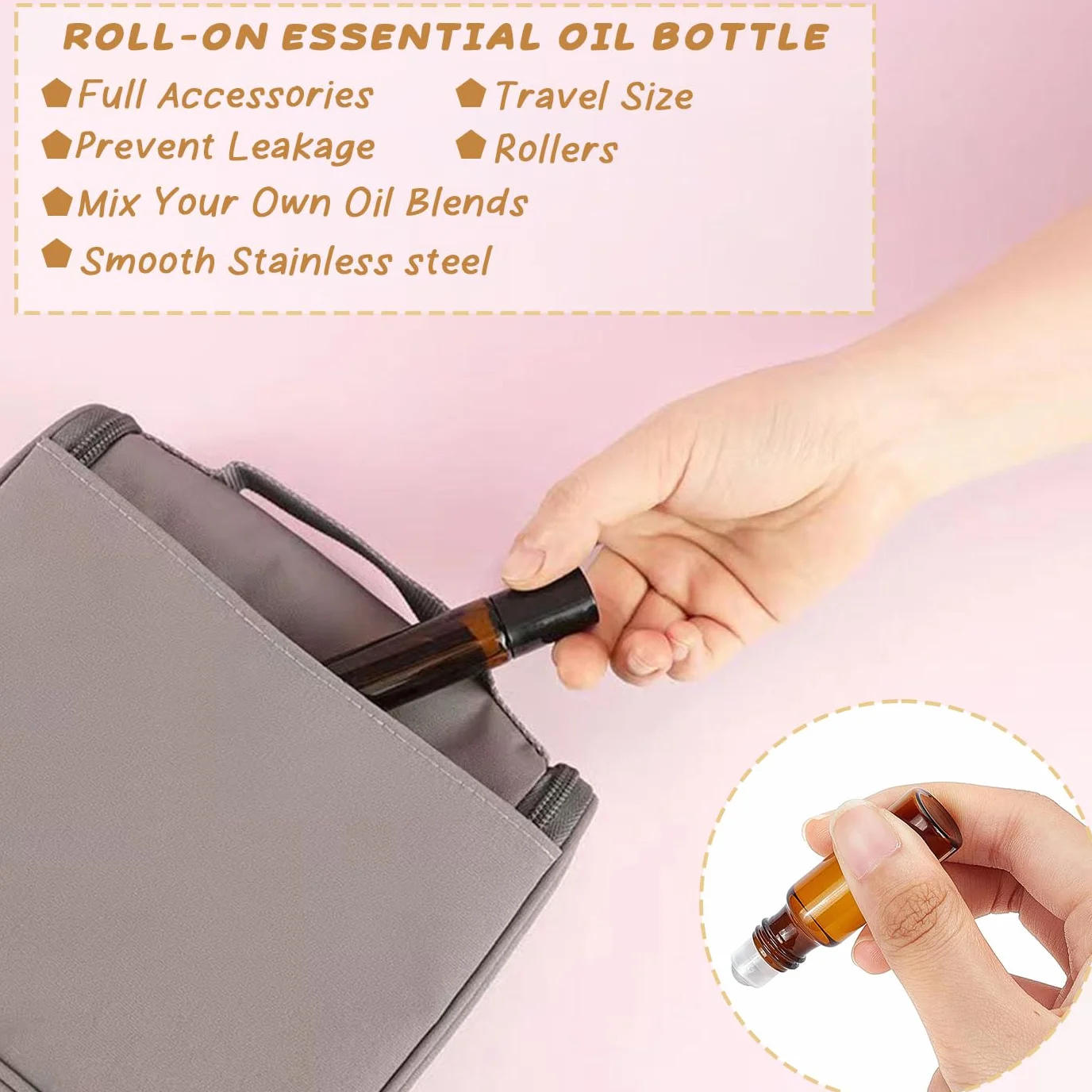5 ml Roll On Vuoto per Oli Essenziali - 4Pcs Marrone Bottiglie Vuote in Vetro, con Sfera in Acciaio Inossidabile, Boccette Vetro per Aromaterapia, Profumi, Oli Essenziali e Cosmetici