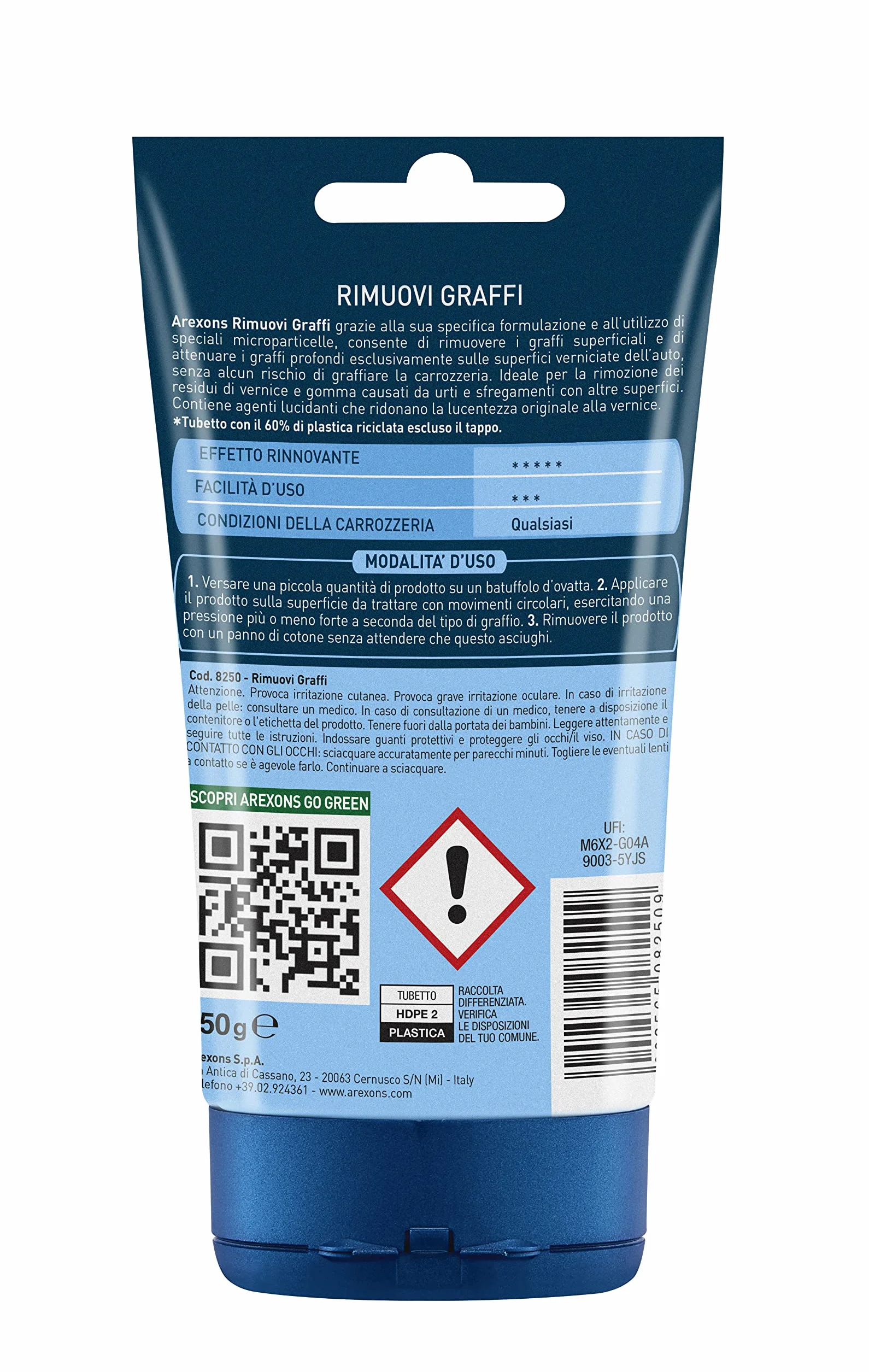 Arexons Pasta rimuovi graffi auto carrozzeria 150 gr